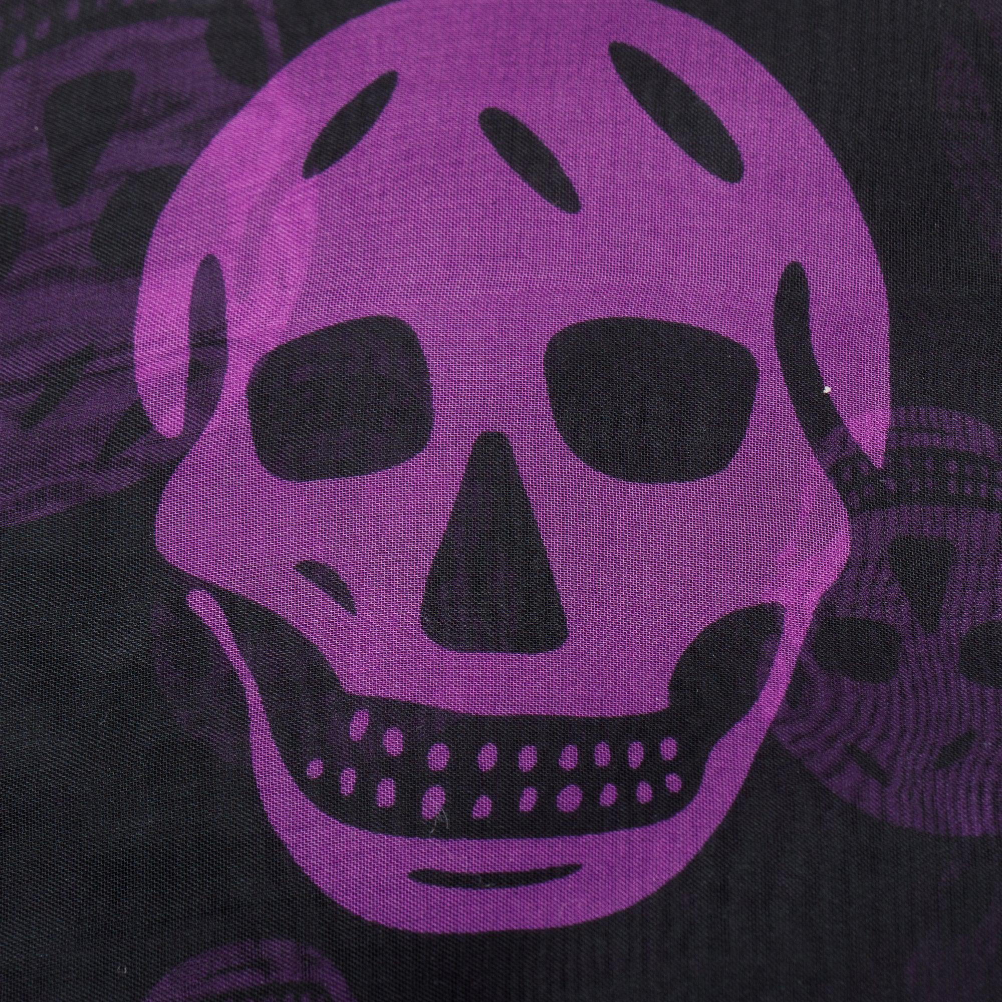 Alexander McQueen Black/Purple Skull Printed Silk Scarf