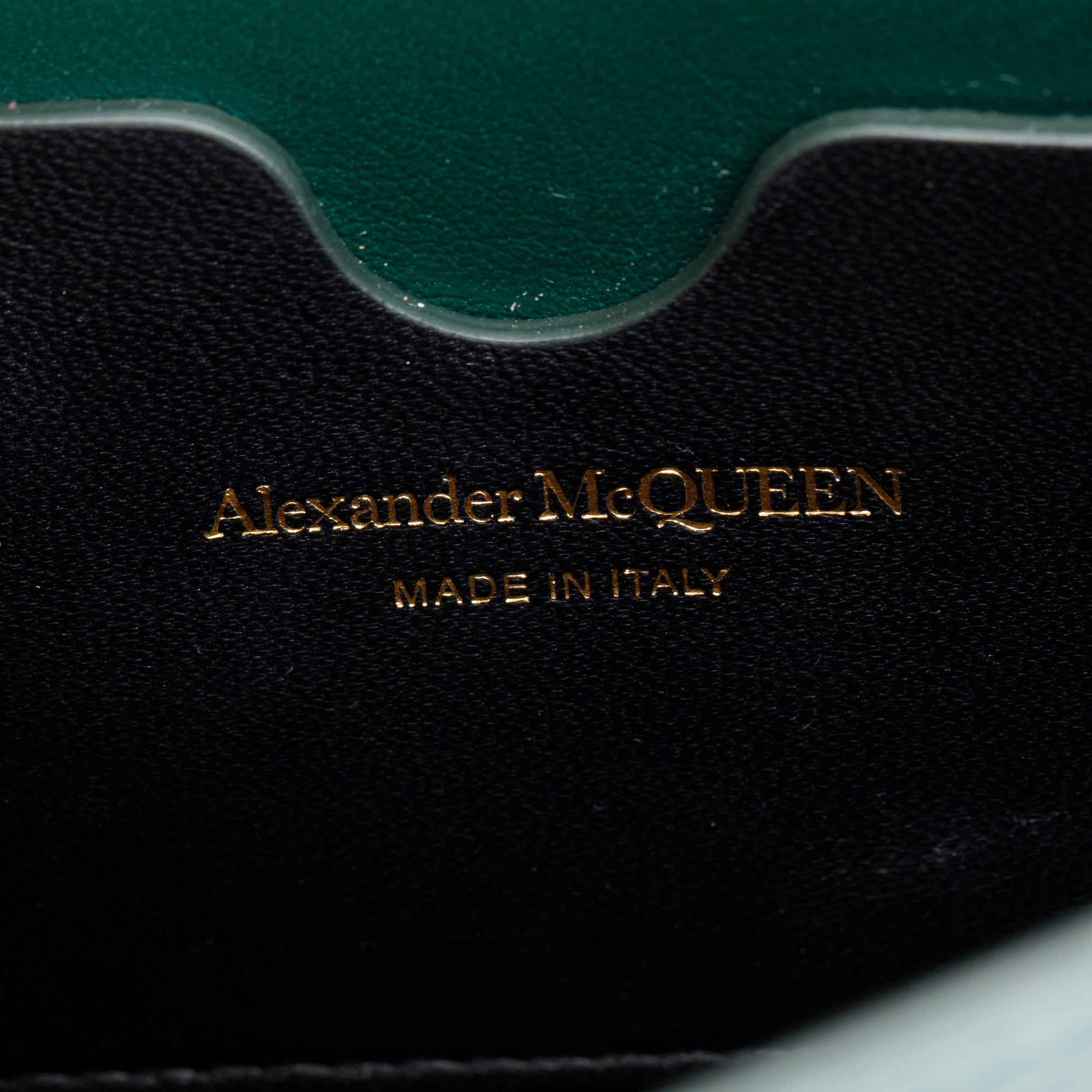 Alexander McQueen Green Croc-Embossed Calfskin Leather Four Ring Crossbody Bag