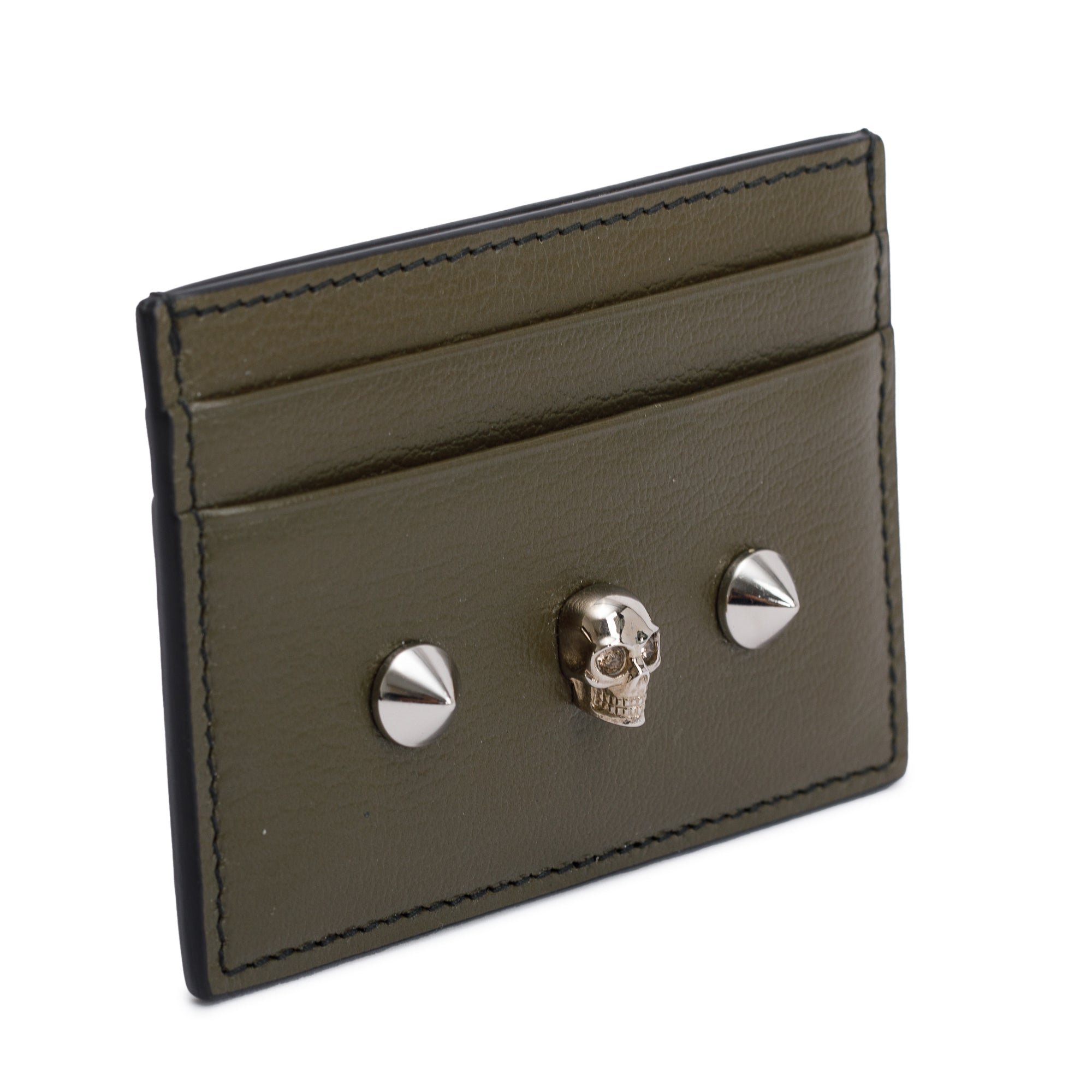 Alexander McQueen Green Leather Skull Card Holder