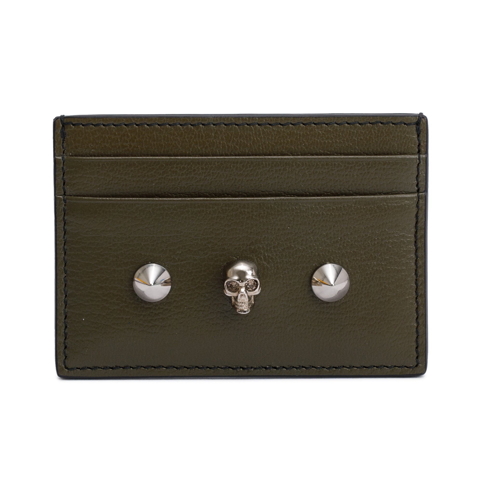 Alexander McQueen Green Leather Skull Card Holder