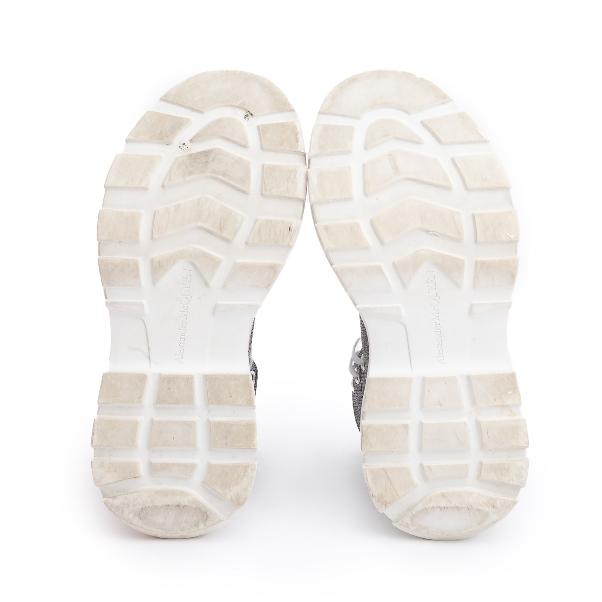 Alexander McQueen Grey Canvas Tread Slick Boots, Size 38