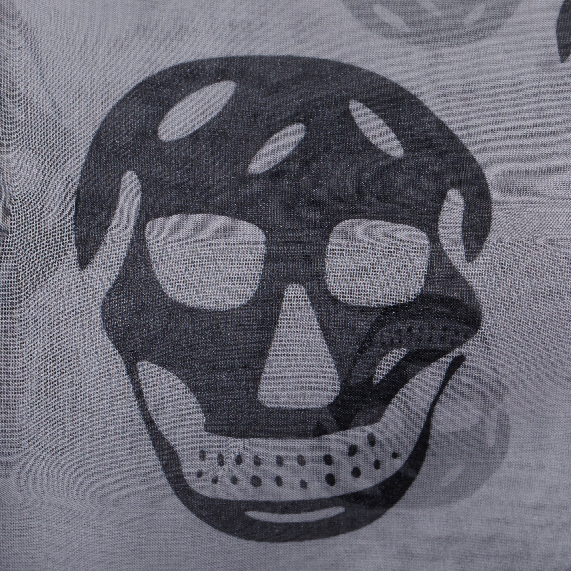 Alexander McQueen Grey/Black Skull Printed Silk Scarf