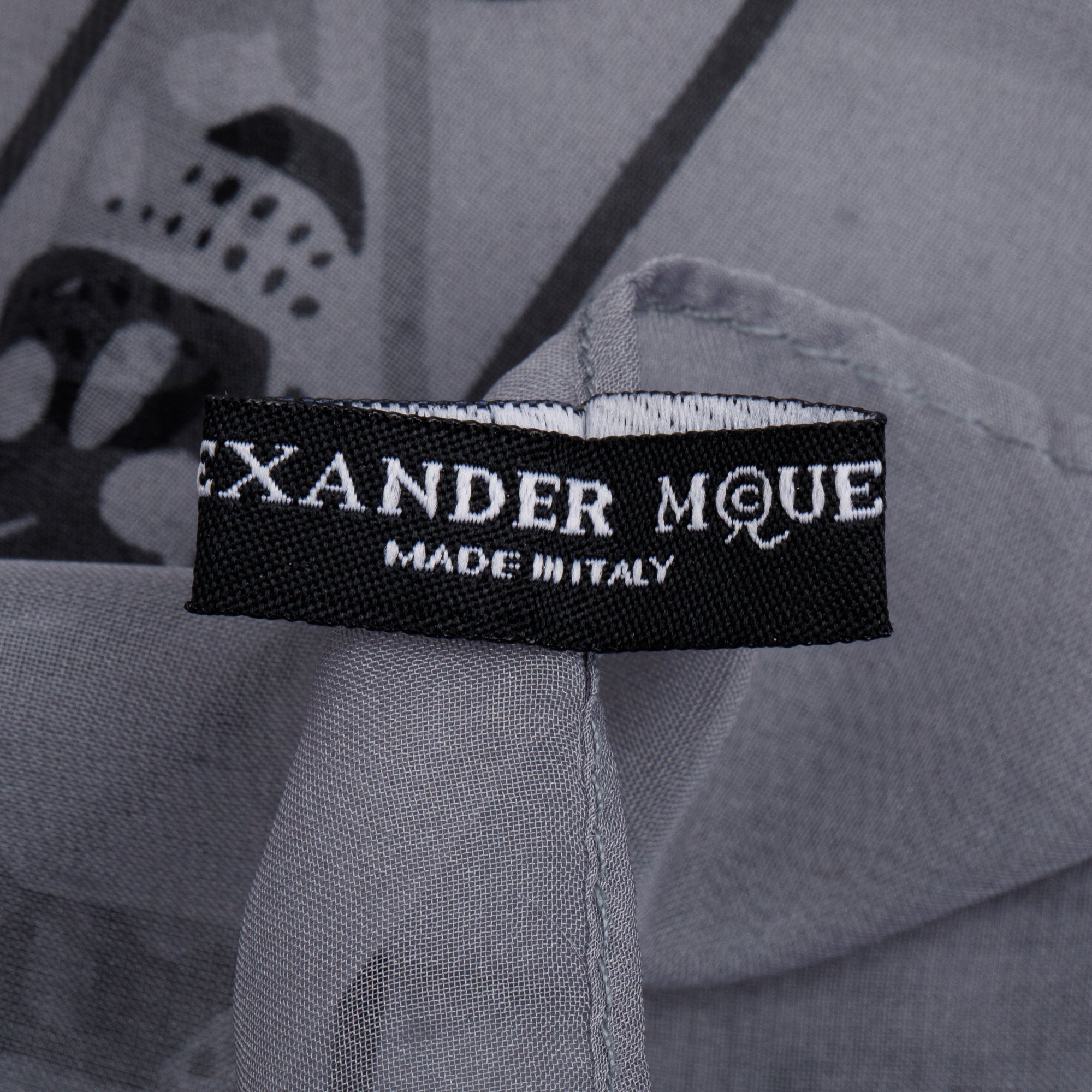 Alexander McQueen Grey/Black Skull Printed Silk Scarf