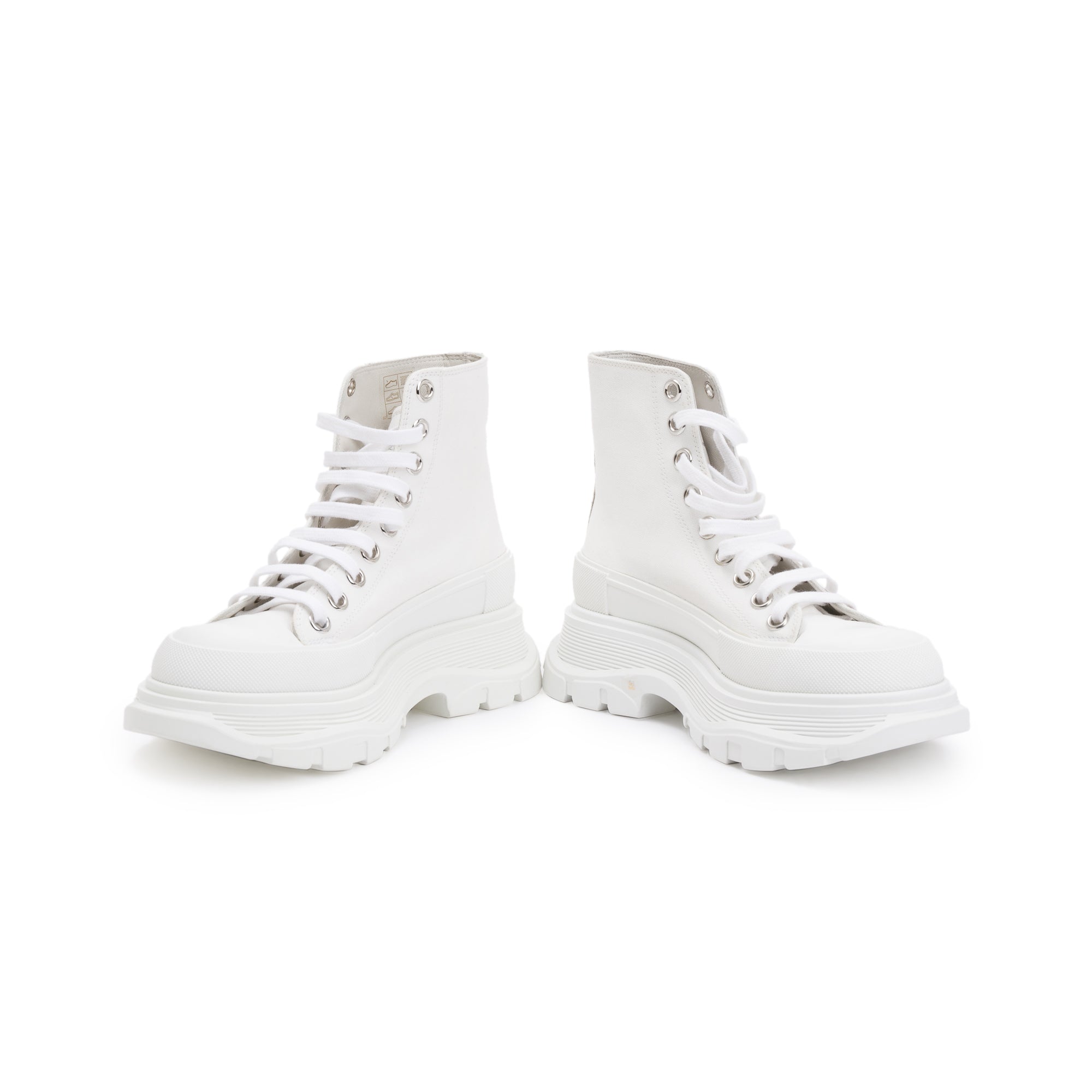 Alexander McQueen White Canvas Tread Slick Boots, Size 36 w/ Box