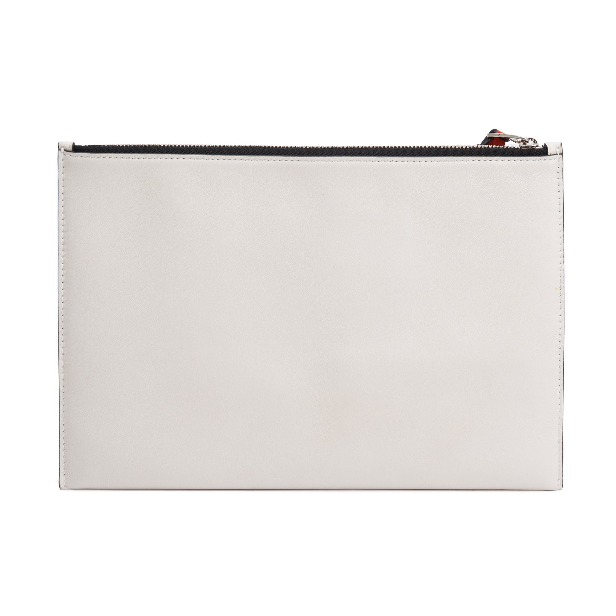 Alexander McQueen White Leather Logo Zip Pouch