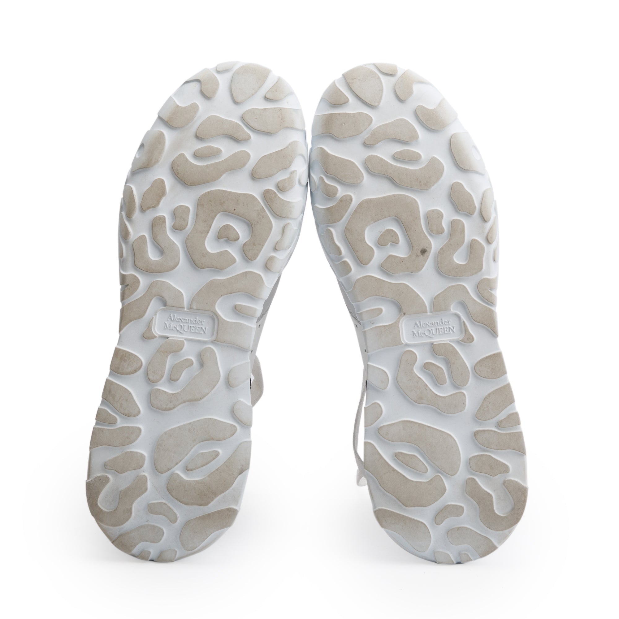 Alexander McQueen White/Black Calfskin Leather Oversized Sneakers, Size 42