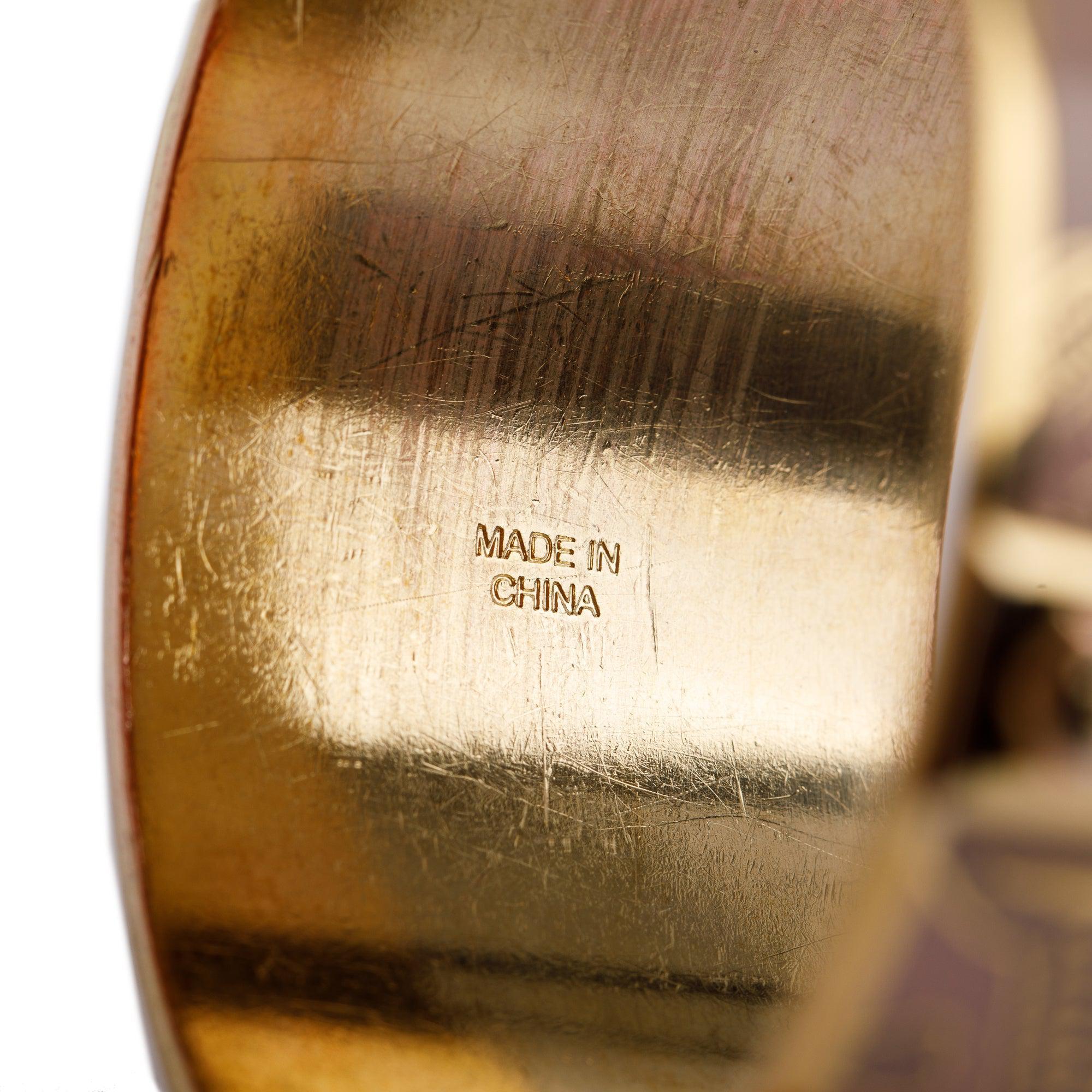 Alexander Mcqueen Gold-Tone Metal Enamel Skull Wide Bangle