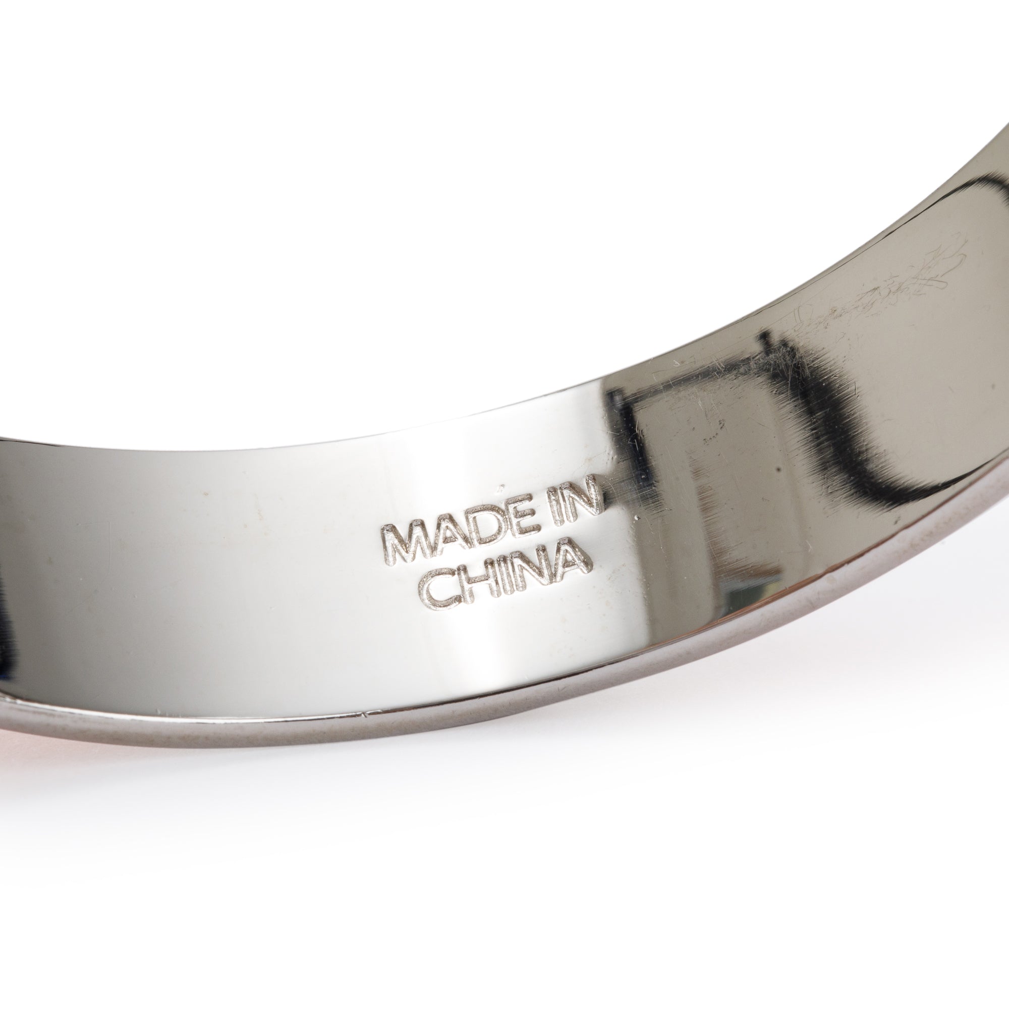 Alexander Mcqueen Palladium Plated Enamel 3D Skull Bangle Bracelet