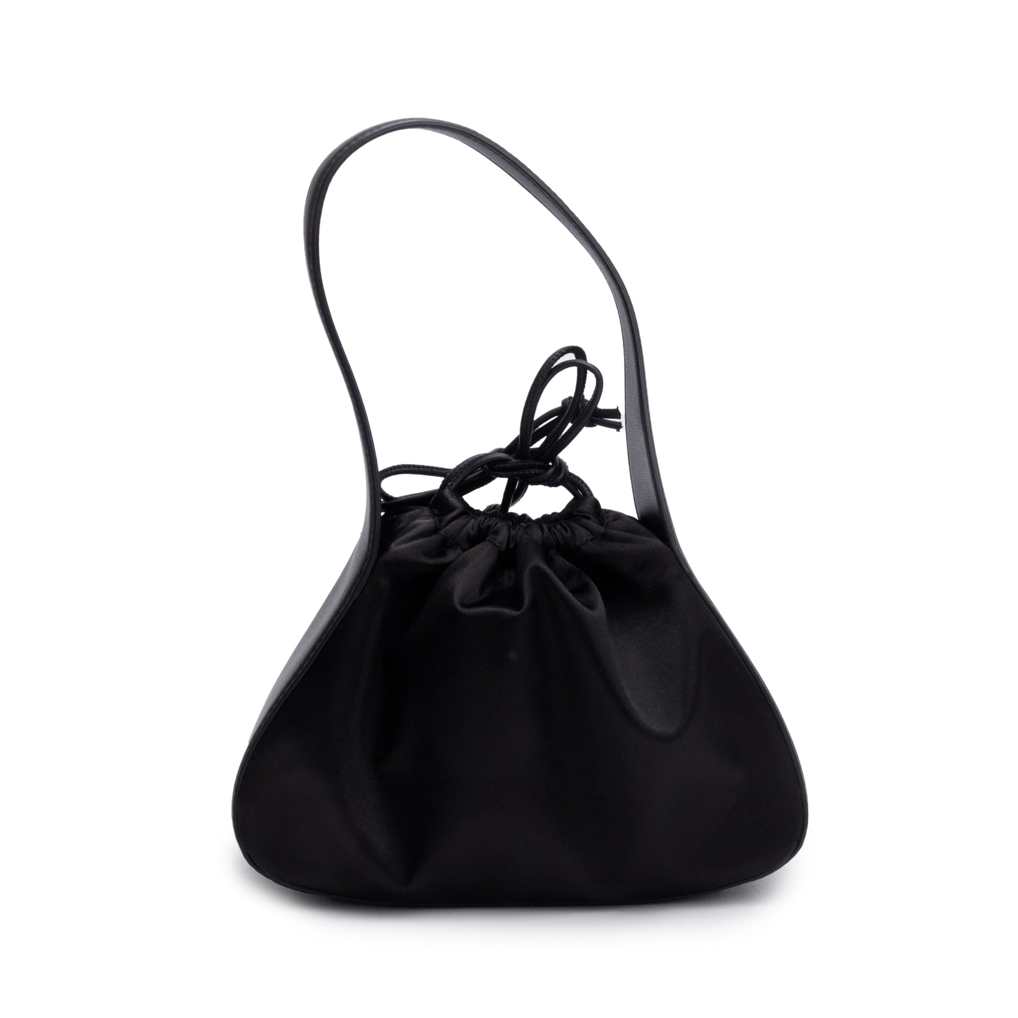 Alexander Wang Black Satin Calfskin Leather Small Ryan Drawstring Bag