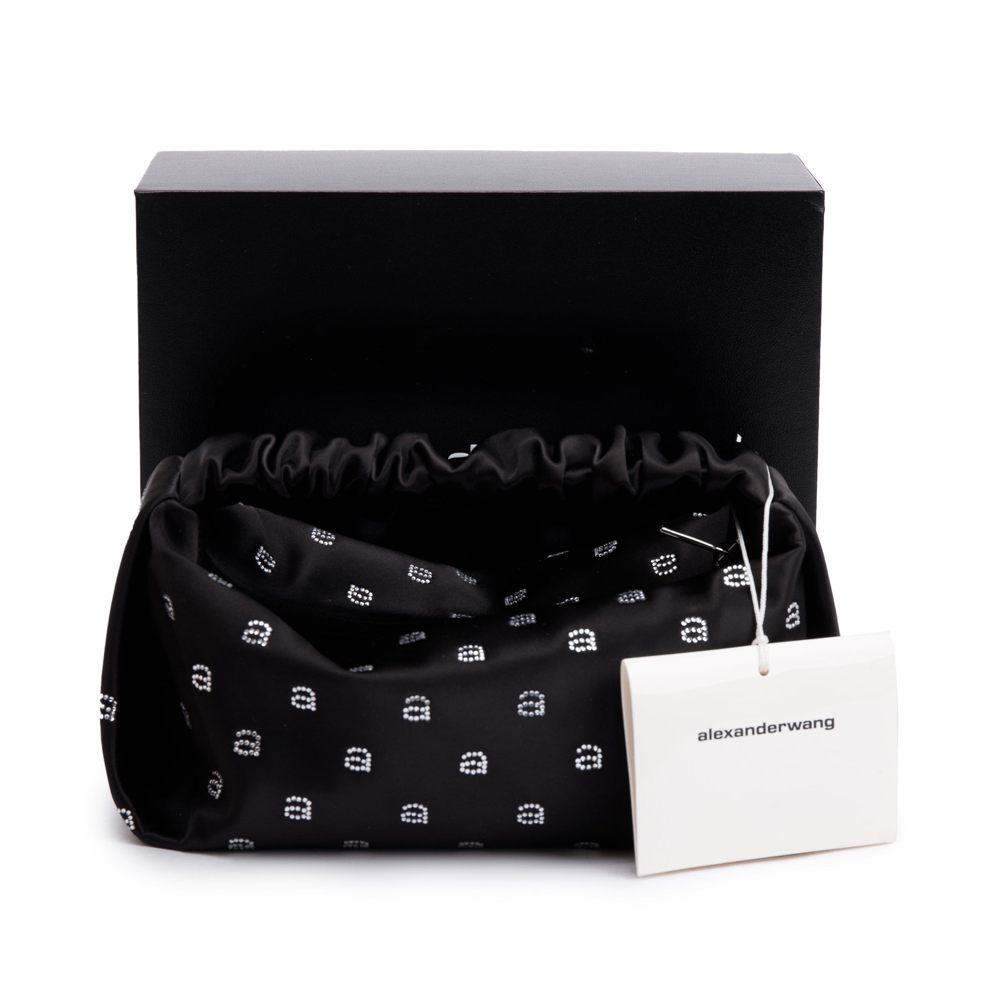Alexander Wang Black Satin Crystal Scrunchie Mini Bag w/ Box