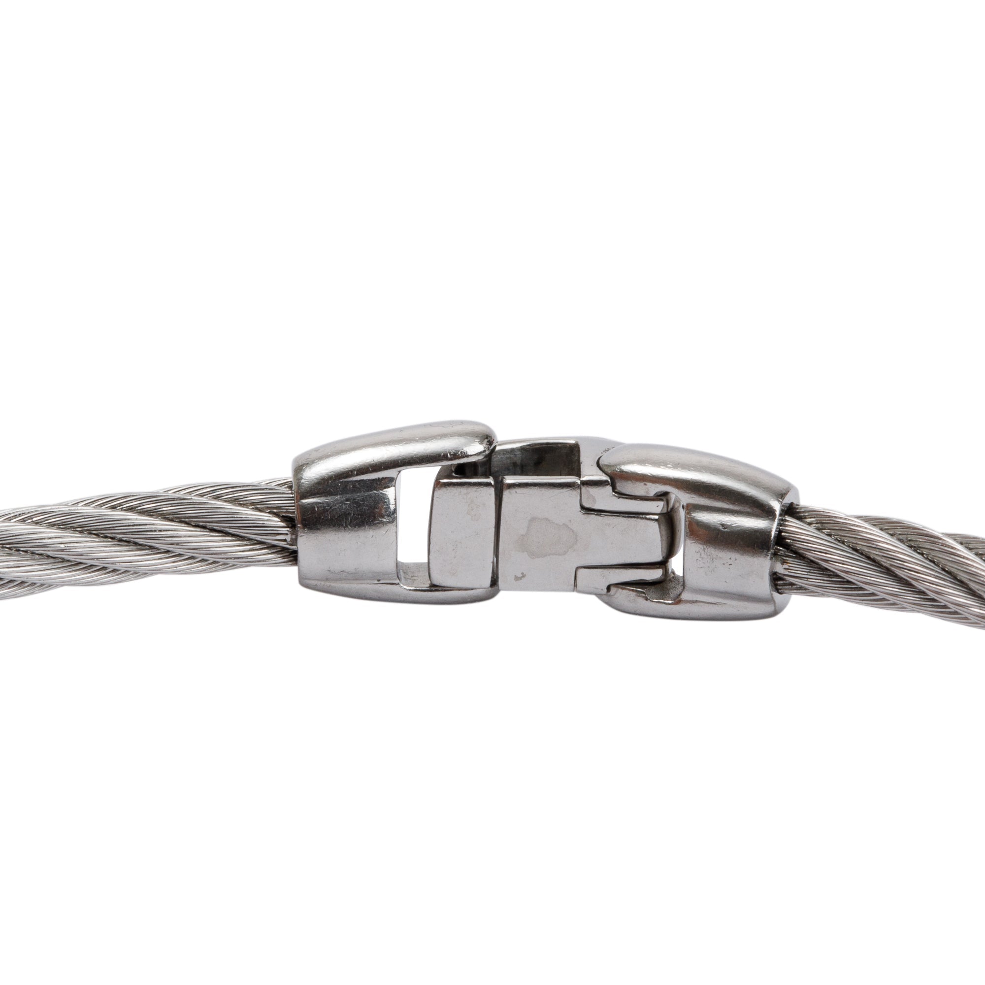 Alor Stainless Steel & 18k Gold Diamond Station 3MM Cable Bracelet w/ Box