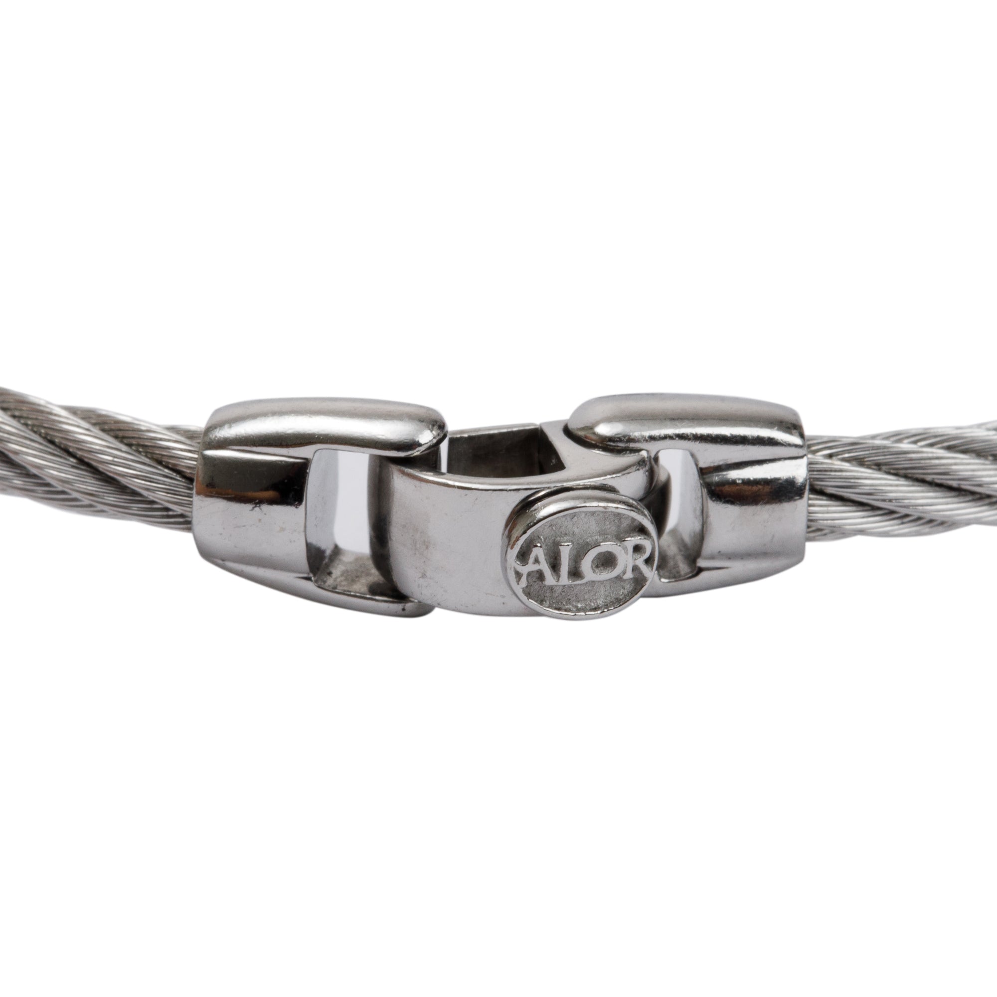 Alor Stainless Steel & 18k Gold Diamond Station 3MM Cable Bracelet w/ Box