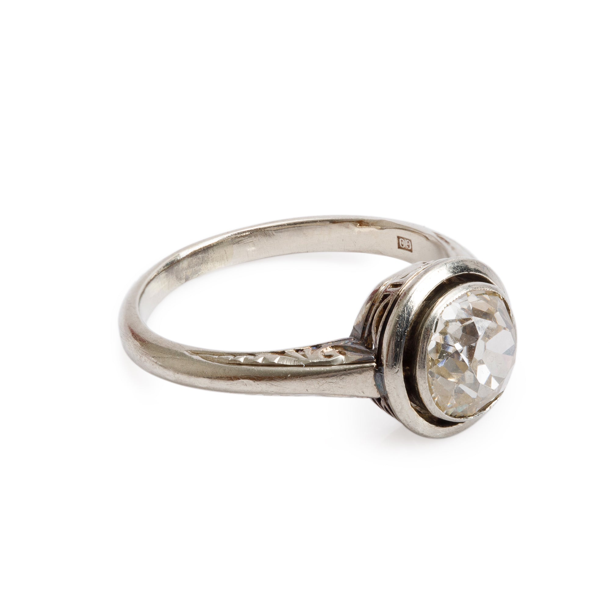 Antique 14k White Gold 1.23 ct. Diamond Solitaire Ring, Size 6