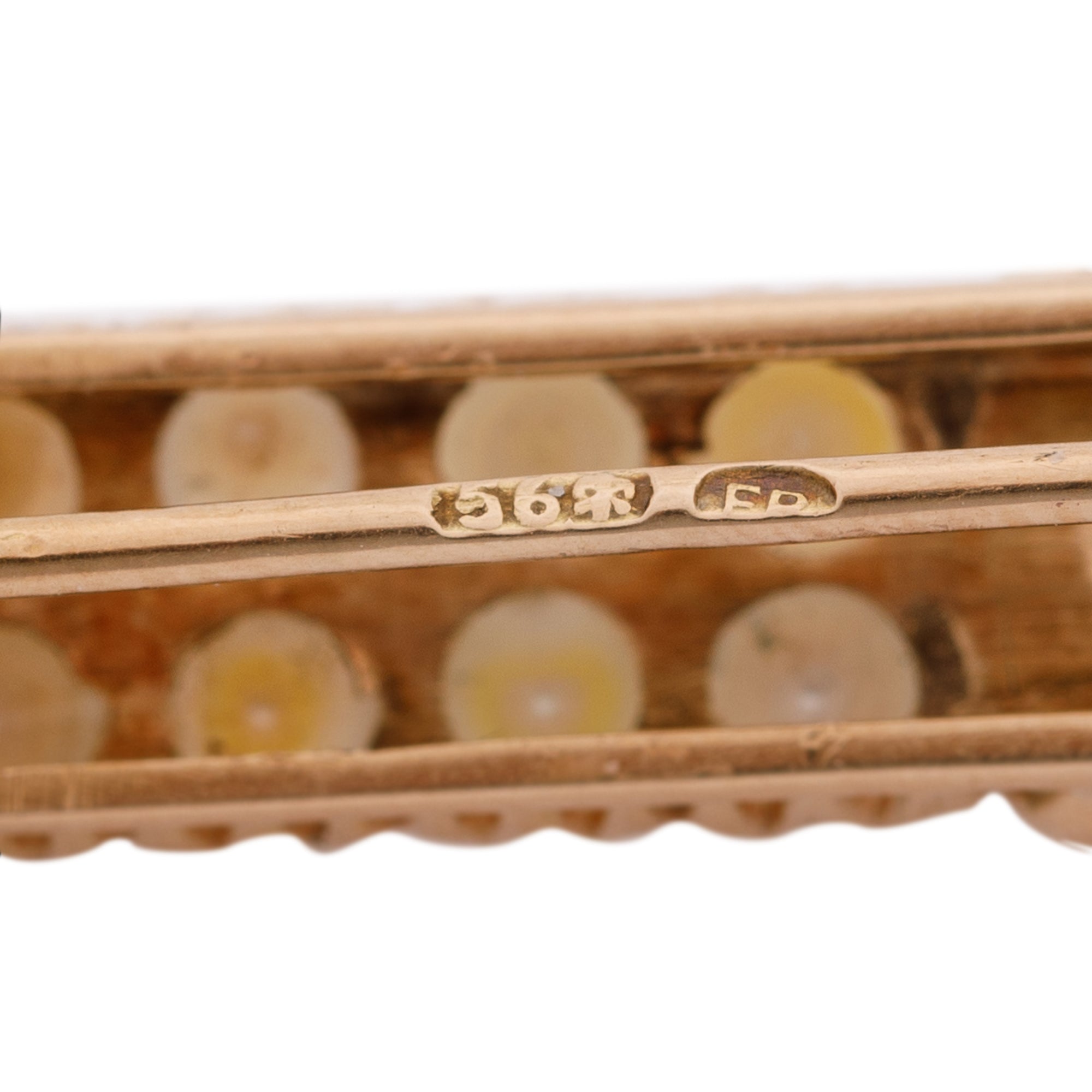 Antique 14k Yellow Gold Emerald & Pearl Brooch