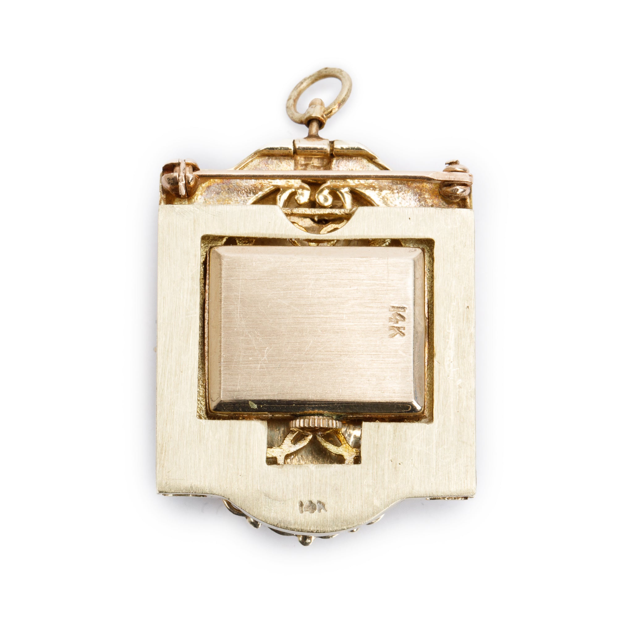 Antique 14k Yellow Gold Pearl Lady Portrait Watch Brooch/Pendant