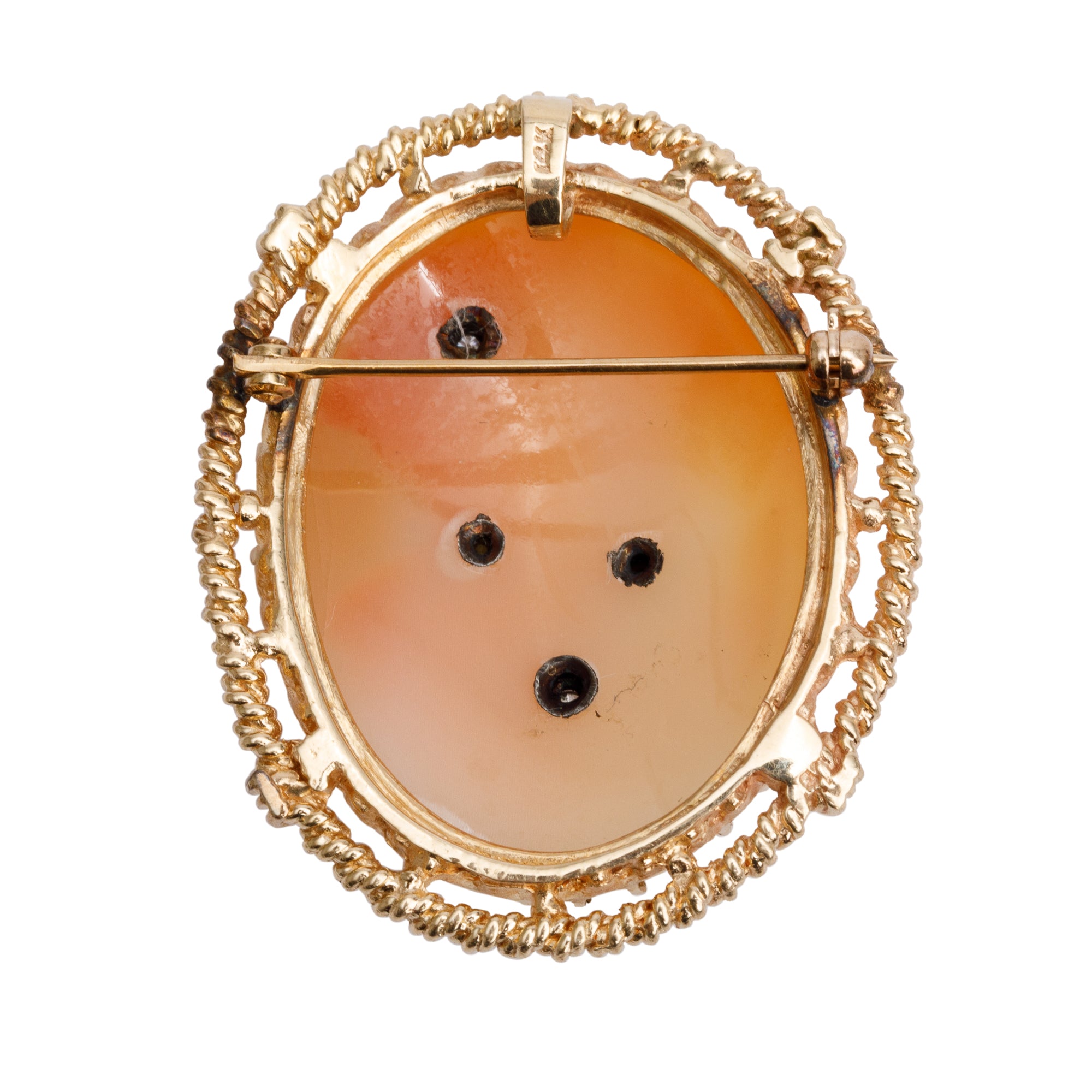 Antique 14k Yellow & White Gold Diamond Cameo Brooch/Pendant