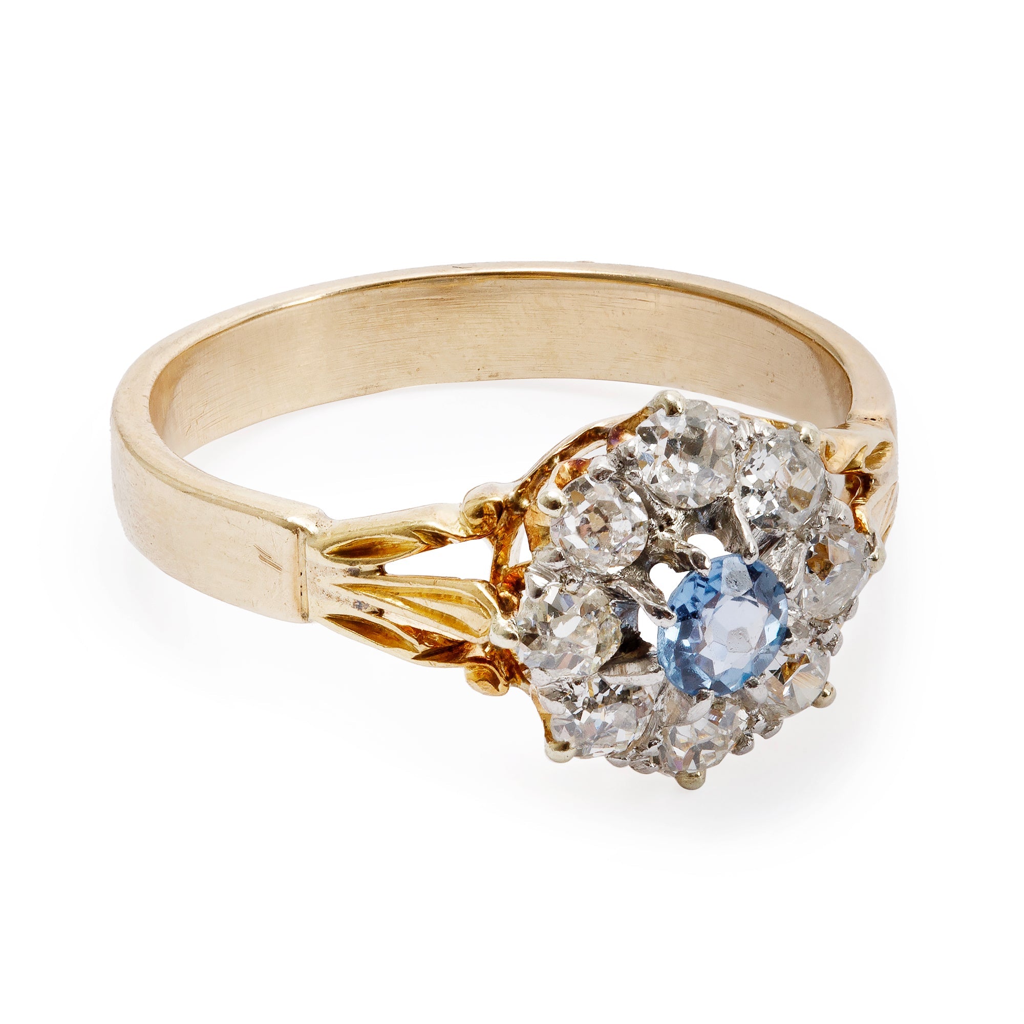 Antique 14k Yellow & White Gold Sapphire & Diamond Ring