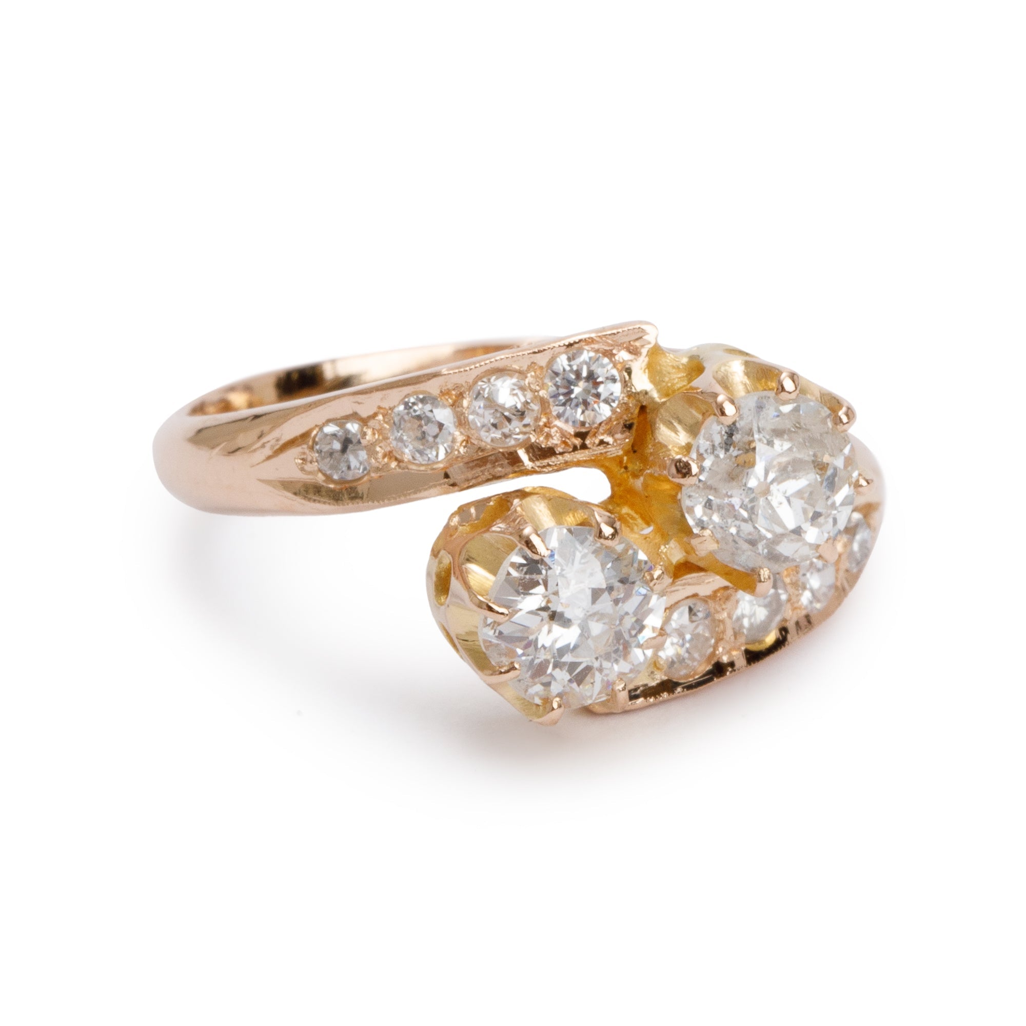 Antique 18k Yellow Gold Diamond Ring, Size 7.25