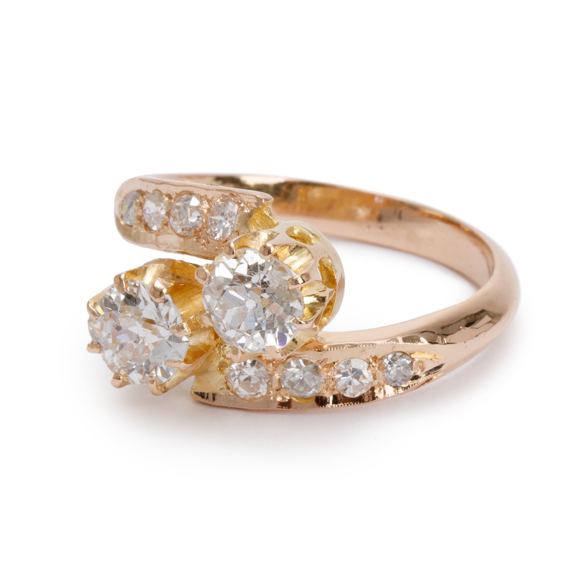 Antique 18k Yellow Gold Diamond Ring, Size 7.25
