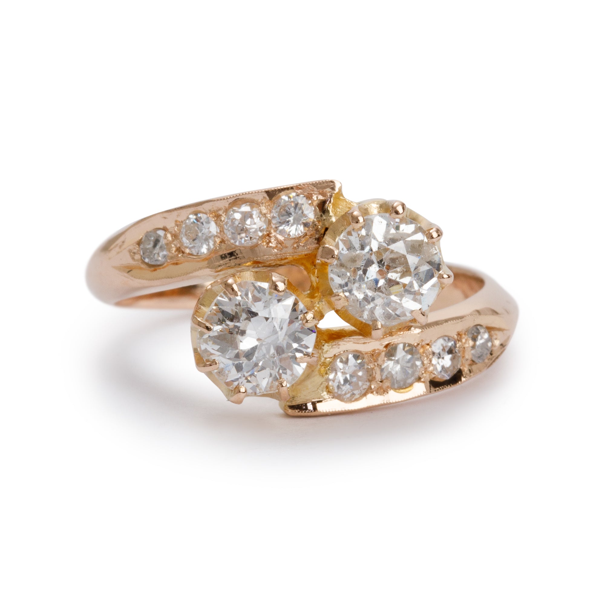 Antique 18k Yellow Gold Diamond Ring, Size 7.25