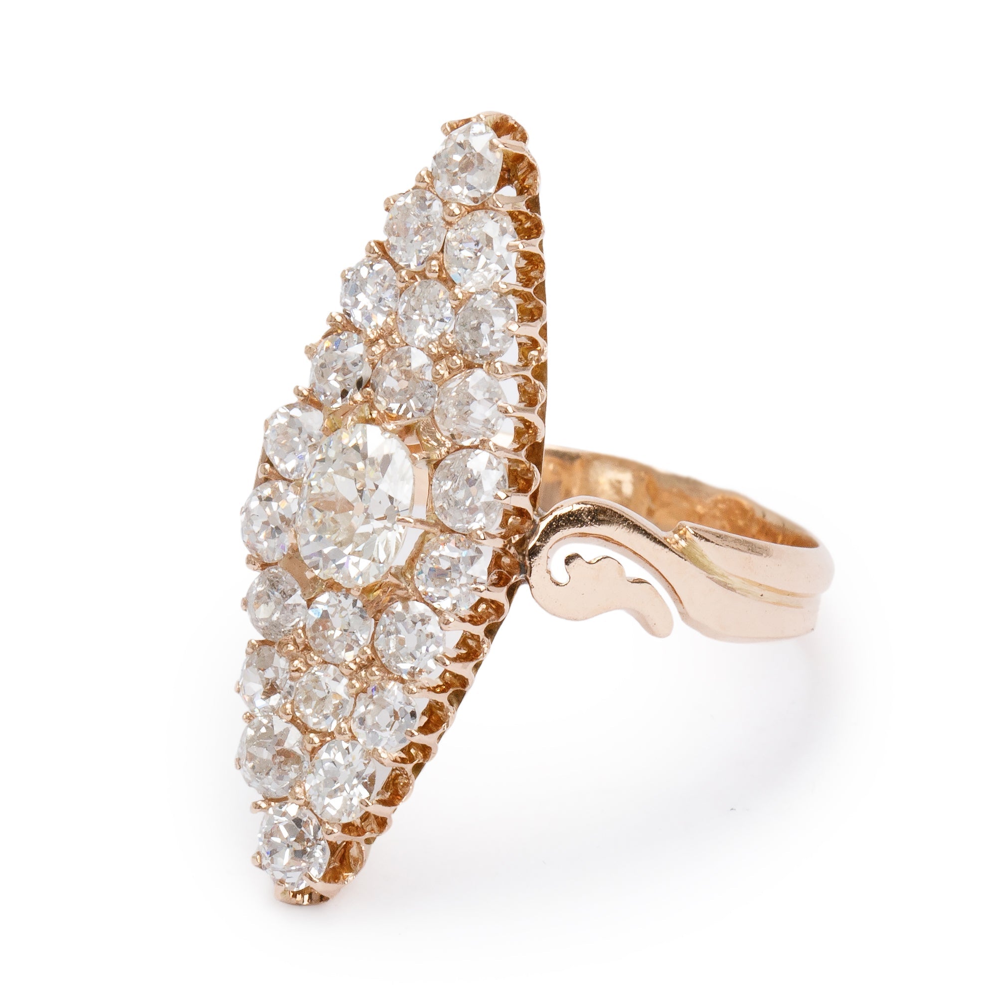 Antique 18k Yellow Gold Diamond Ring, Size 8