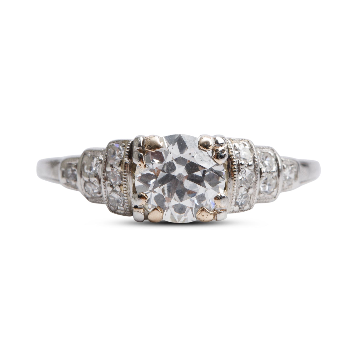 Antique Art Deco Platinum Diamond Ring, Size 6