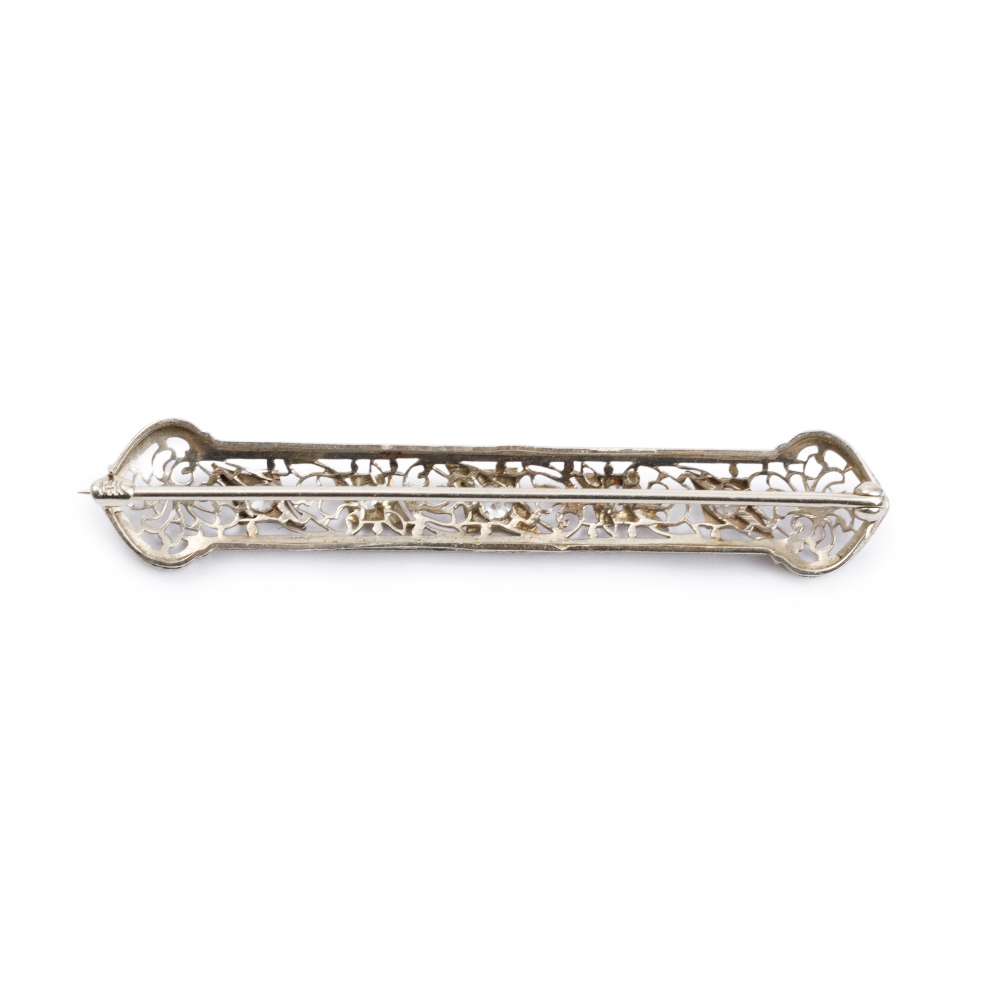 Antique Platinum & 14k White Gold Diamond Art Deco Brooch