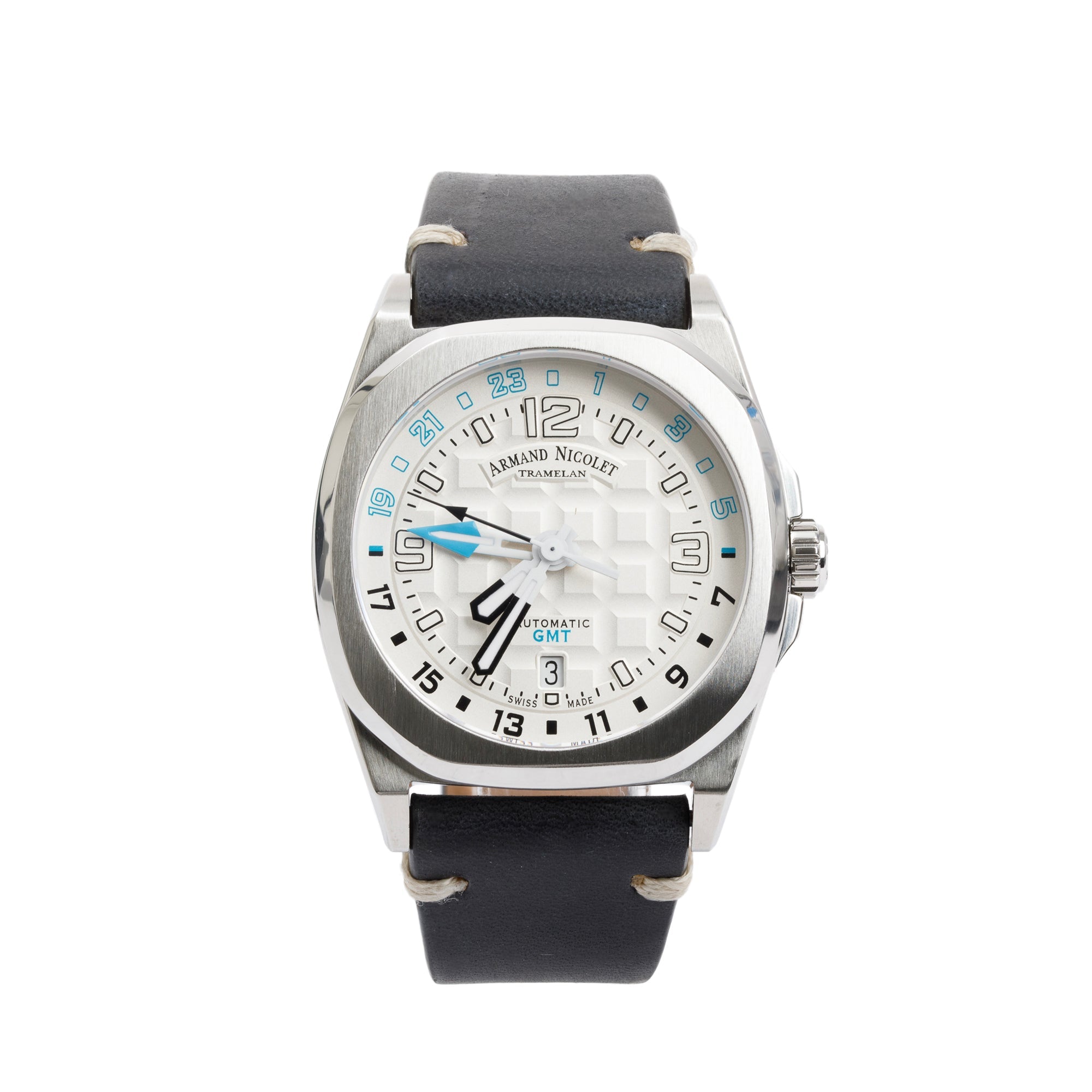 Armand Nicolet Stainless Steel JH9 41MM Automatic GMT Watch w/ Box & Papers