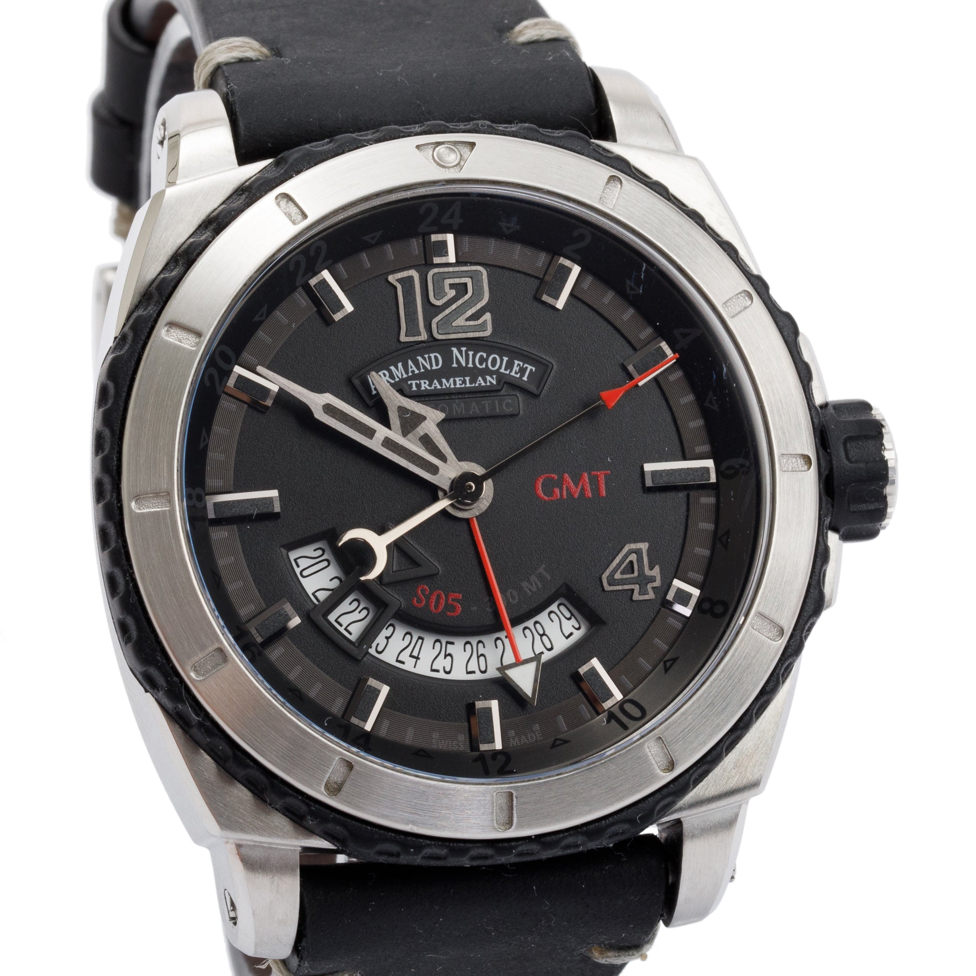 Armand Nicolet Stainless Steel S05-3 44MM Automatic Watch w/ Box & Papers