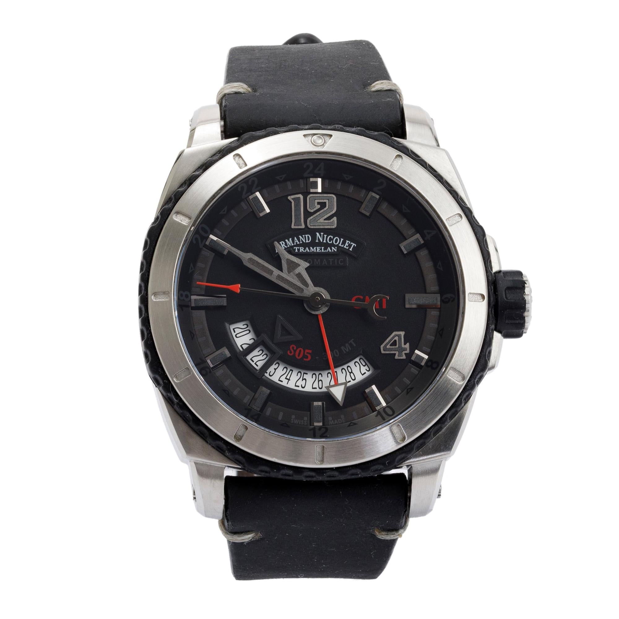 Armand Nicolet Stainless Steel S05-3 44MM Automatic Watch w/ Box & Papers