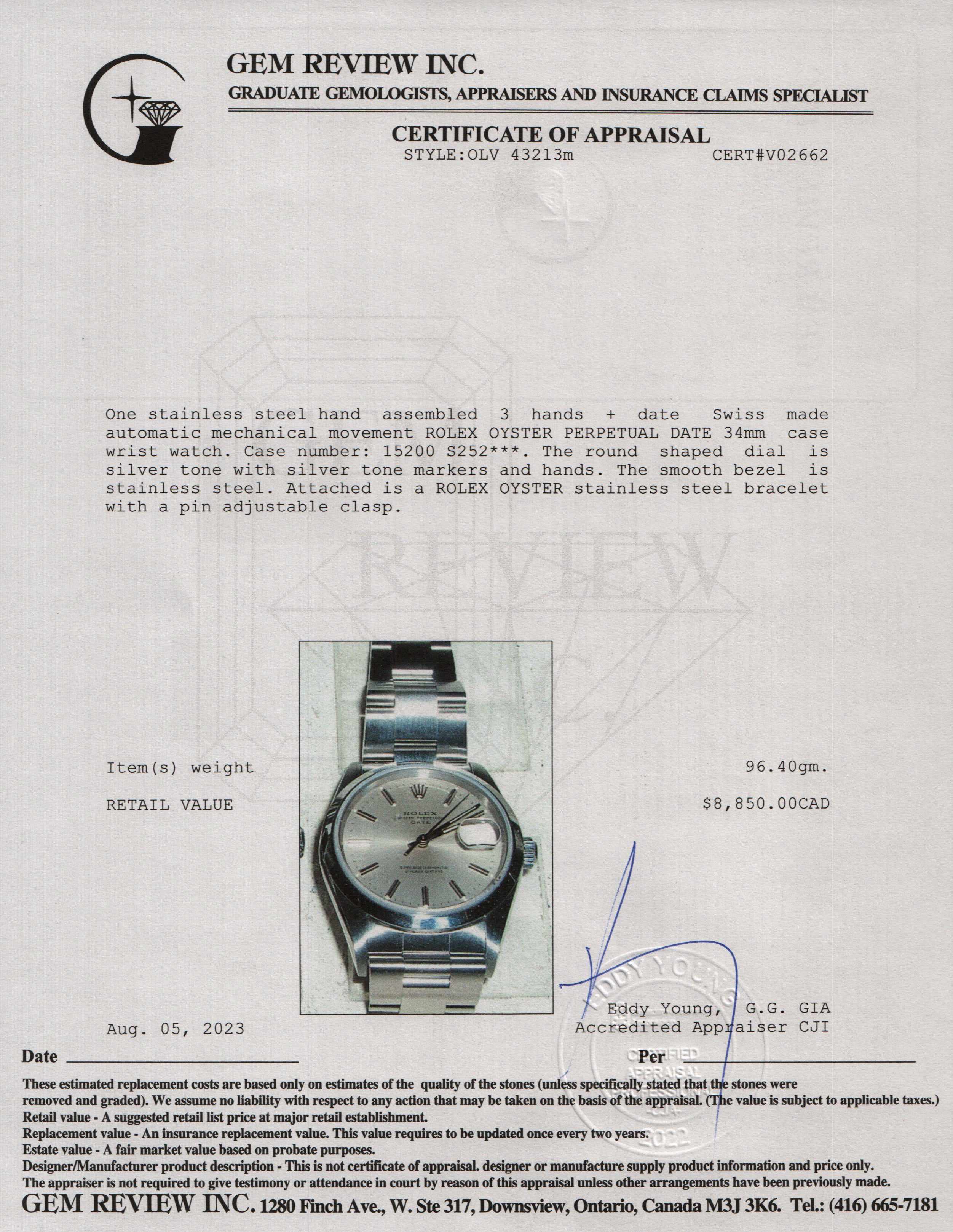 Rolex Oyster Perpetual Date 34 MM Watch