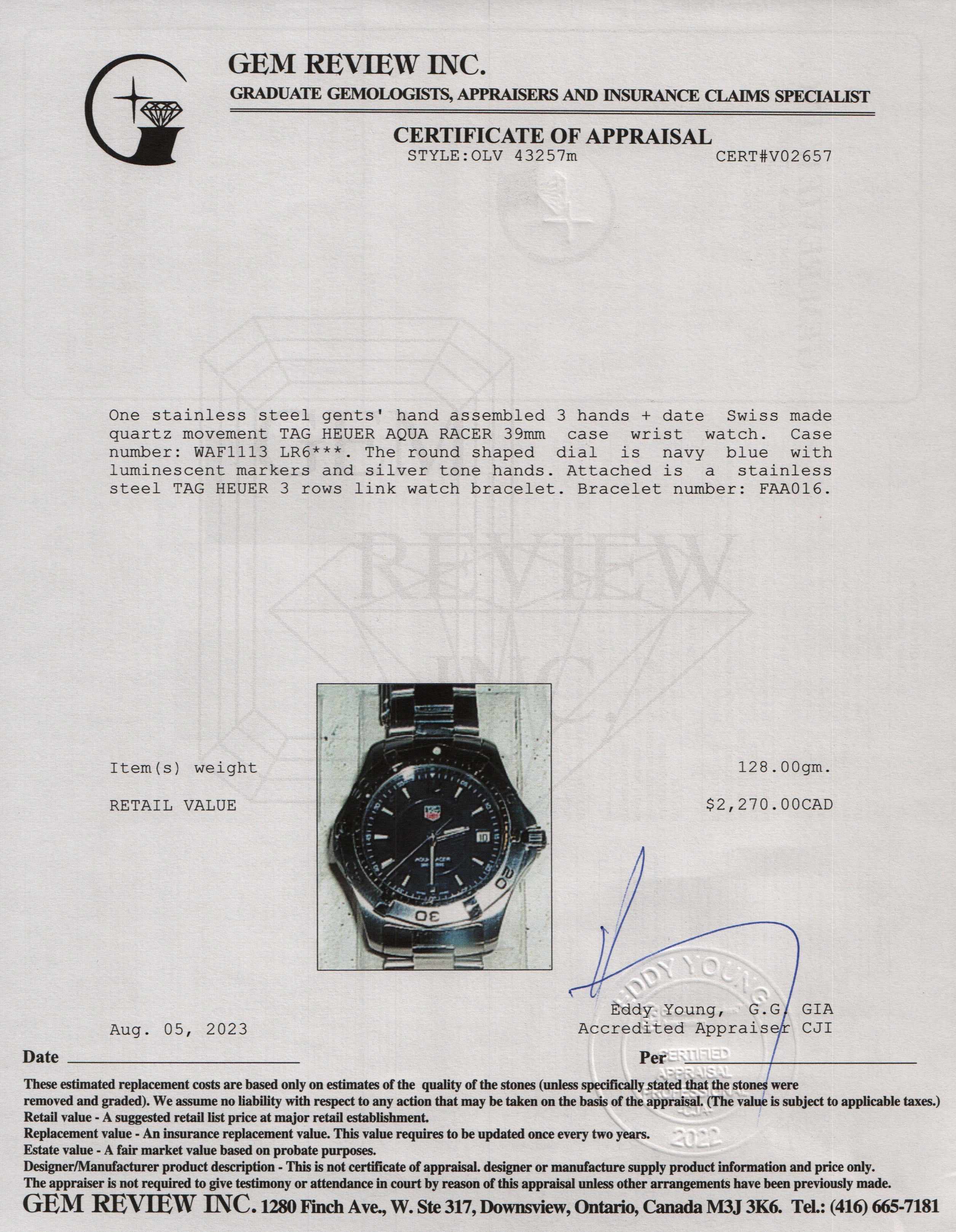 Tag Heuer Aquaracer 39 MM Watch