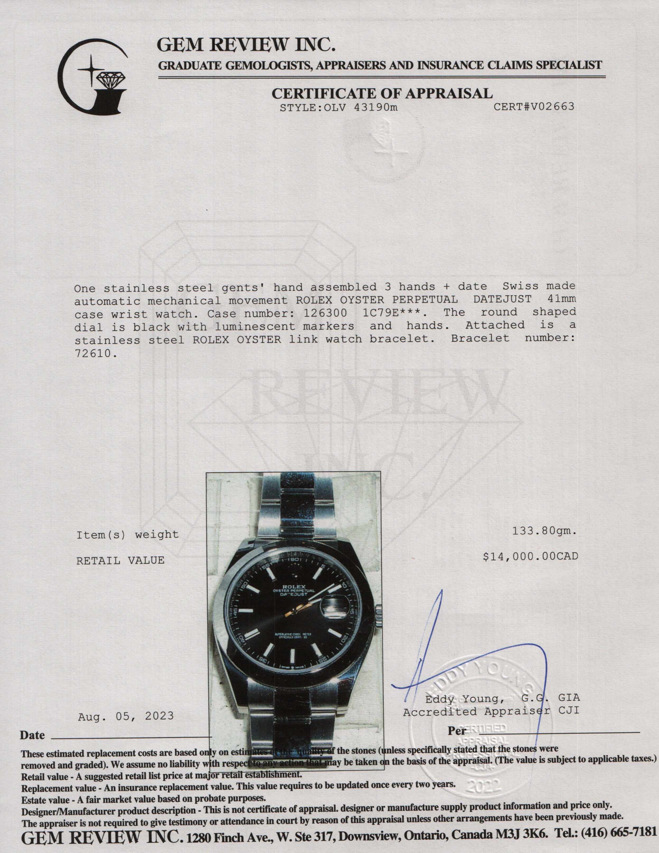 Rolex Datejust 41 mm Watch w/ Box & Papers