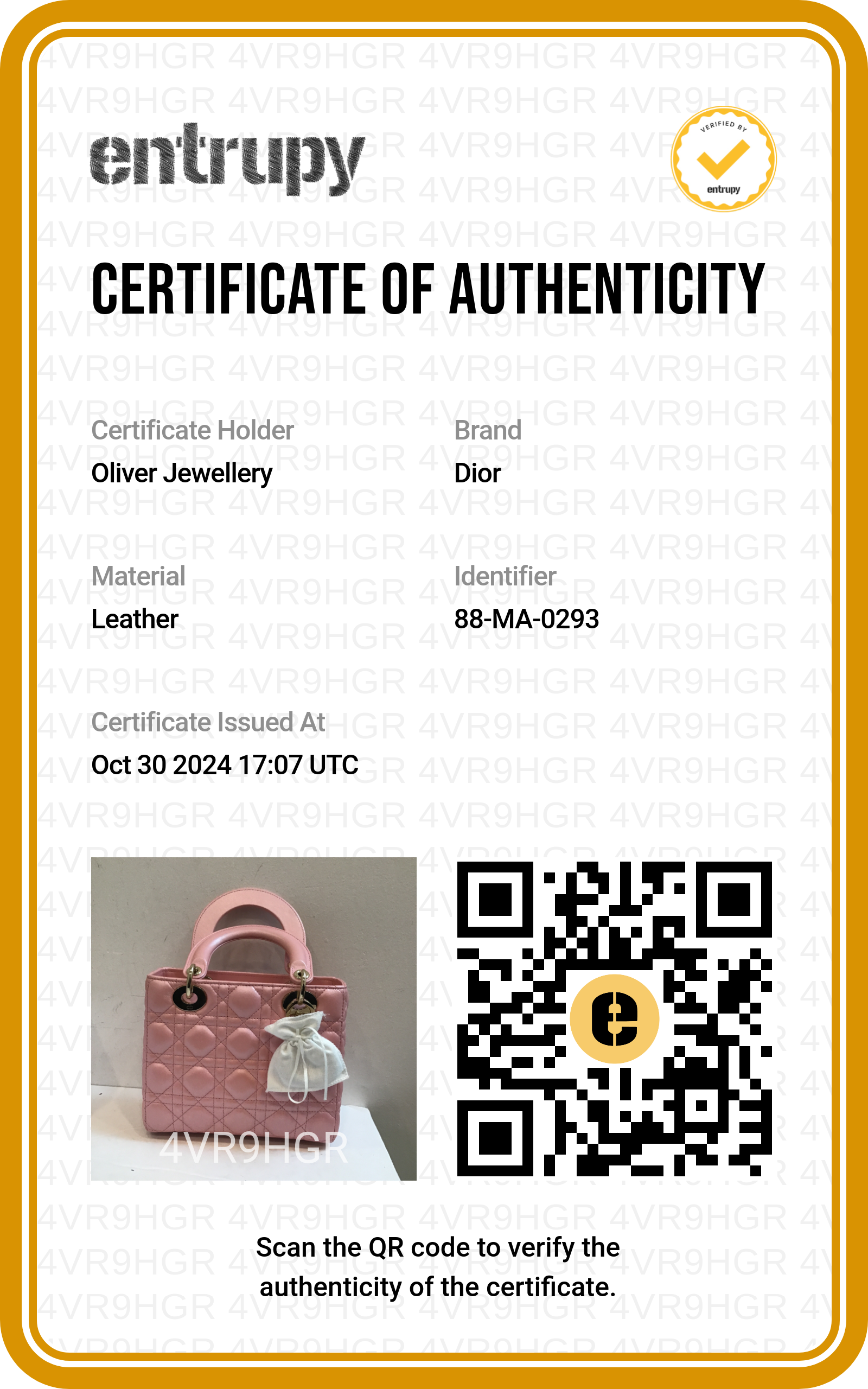 Christian Dior 2023 Pink Metallic Cannage Lambskin Leather Small Lady Dior Bag w/ Strap, Box & Authenticity Card