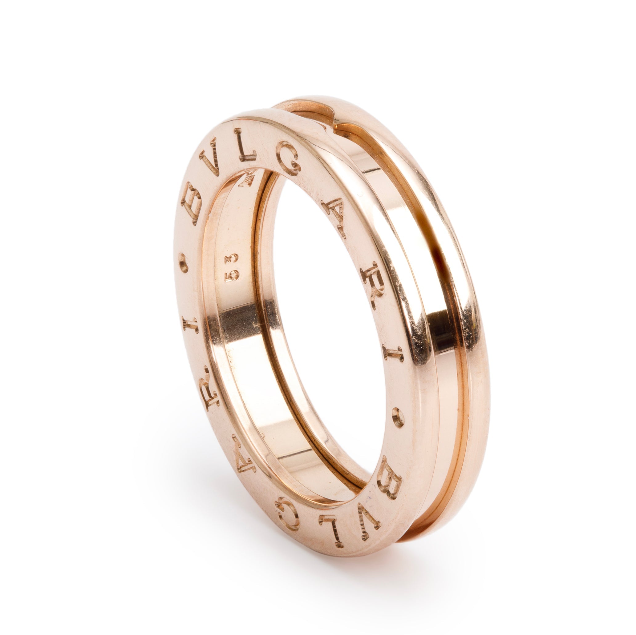 BVLGARI 18k Rose Gold B.Zero1 1-Band Ring, Size 53 6.5 w/ Box & Certificate