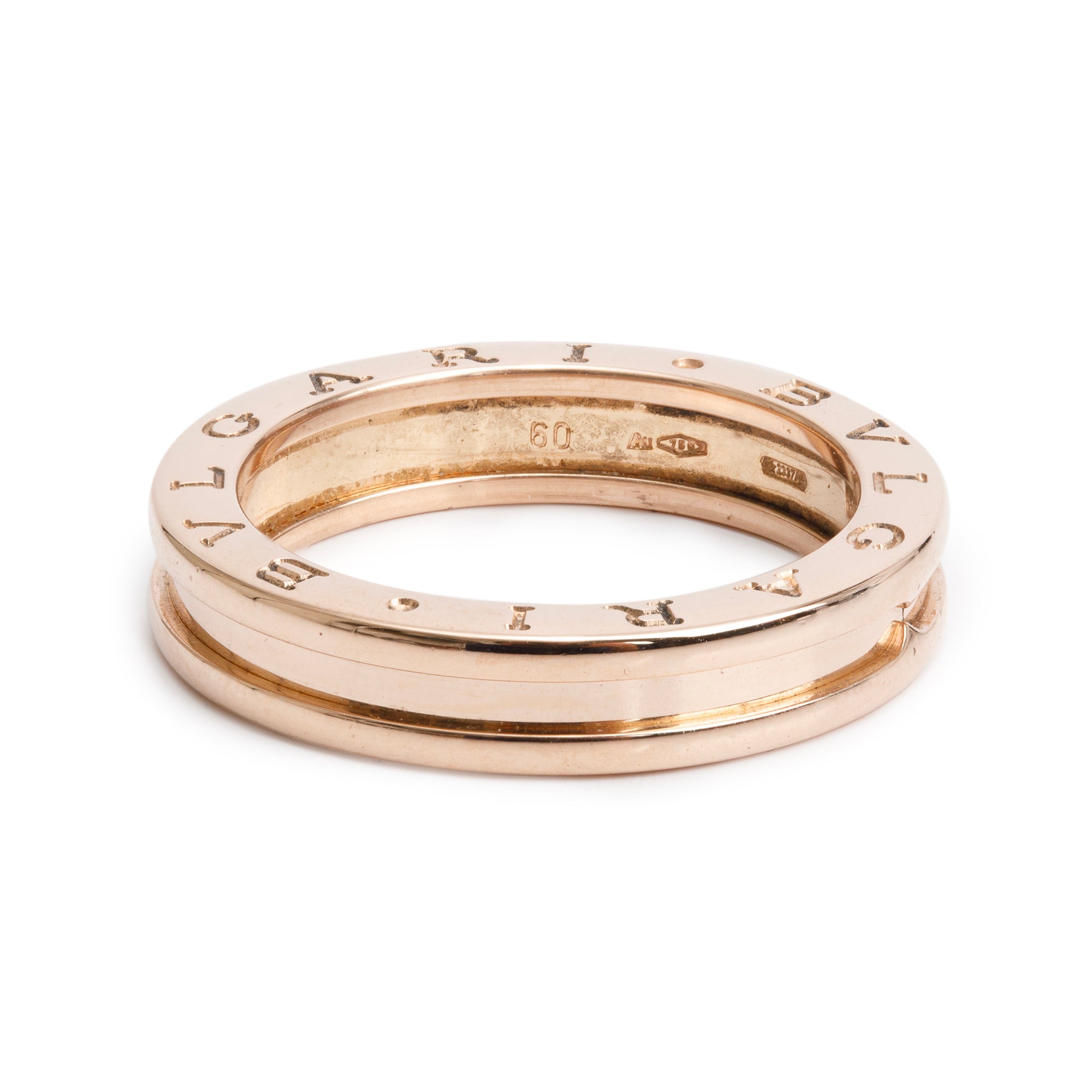 BVLGARI 18k Rose Gold B.Zero1 1-Band Ring, Size 60 9.25