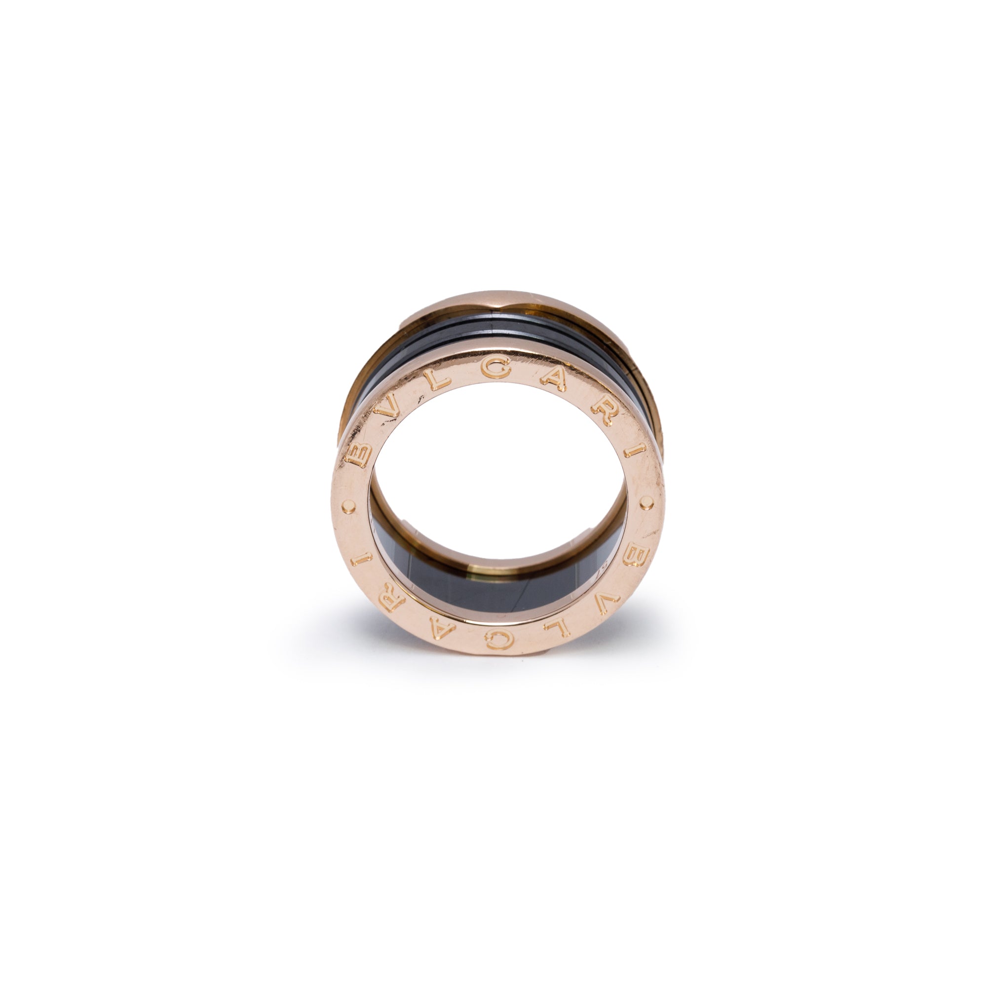 BVLGARI 18k Rose Gold B.Zero1 Black Ceramic Four-Band Ring