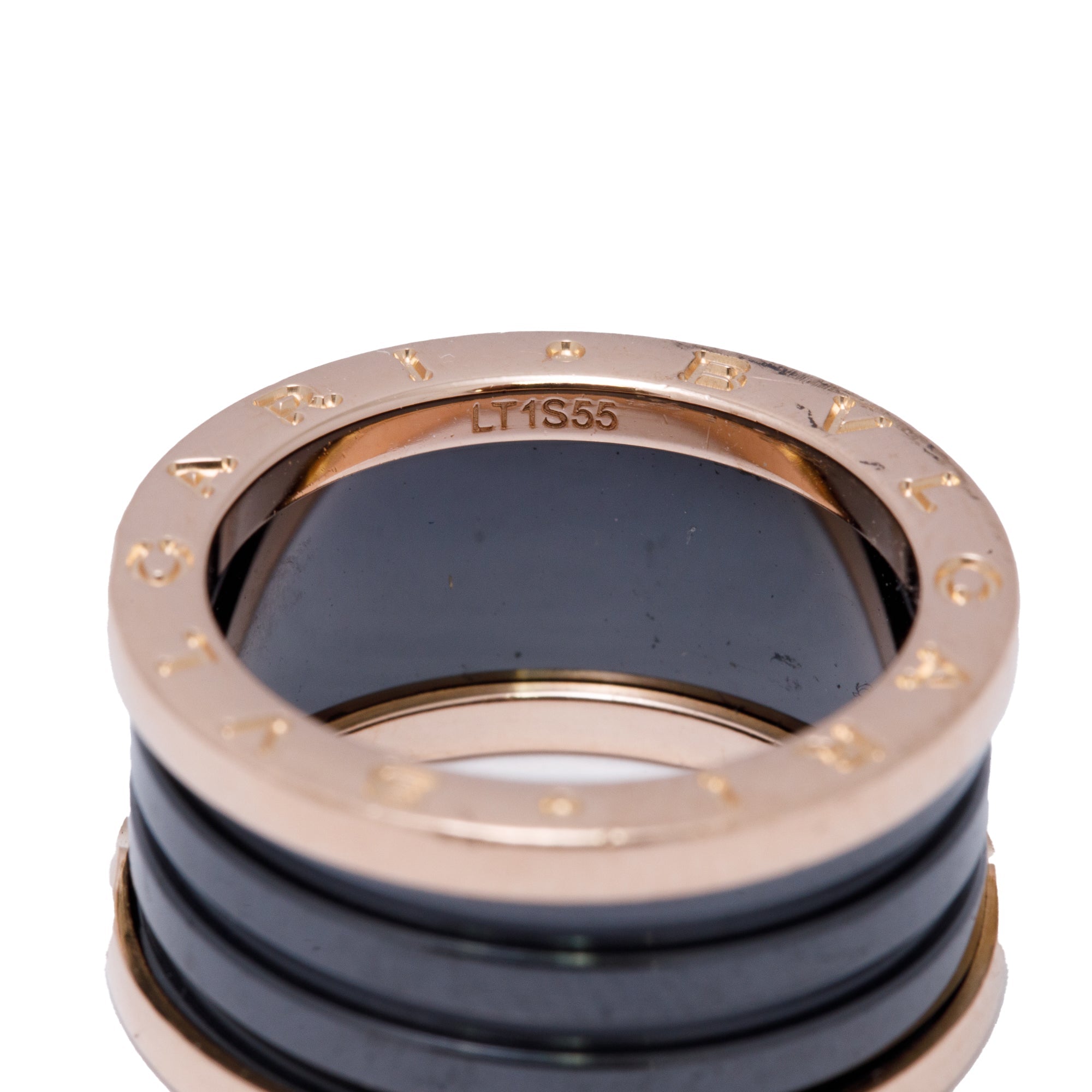 BVLGARI 18k Rose Gold B.Zero1 Black Ceramic Four-Band Ring