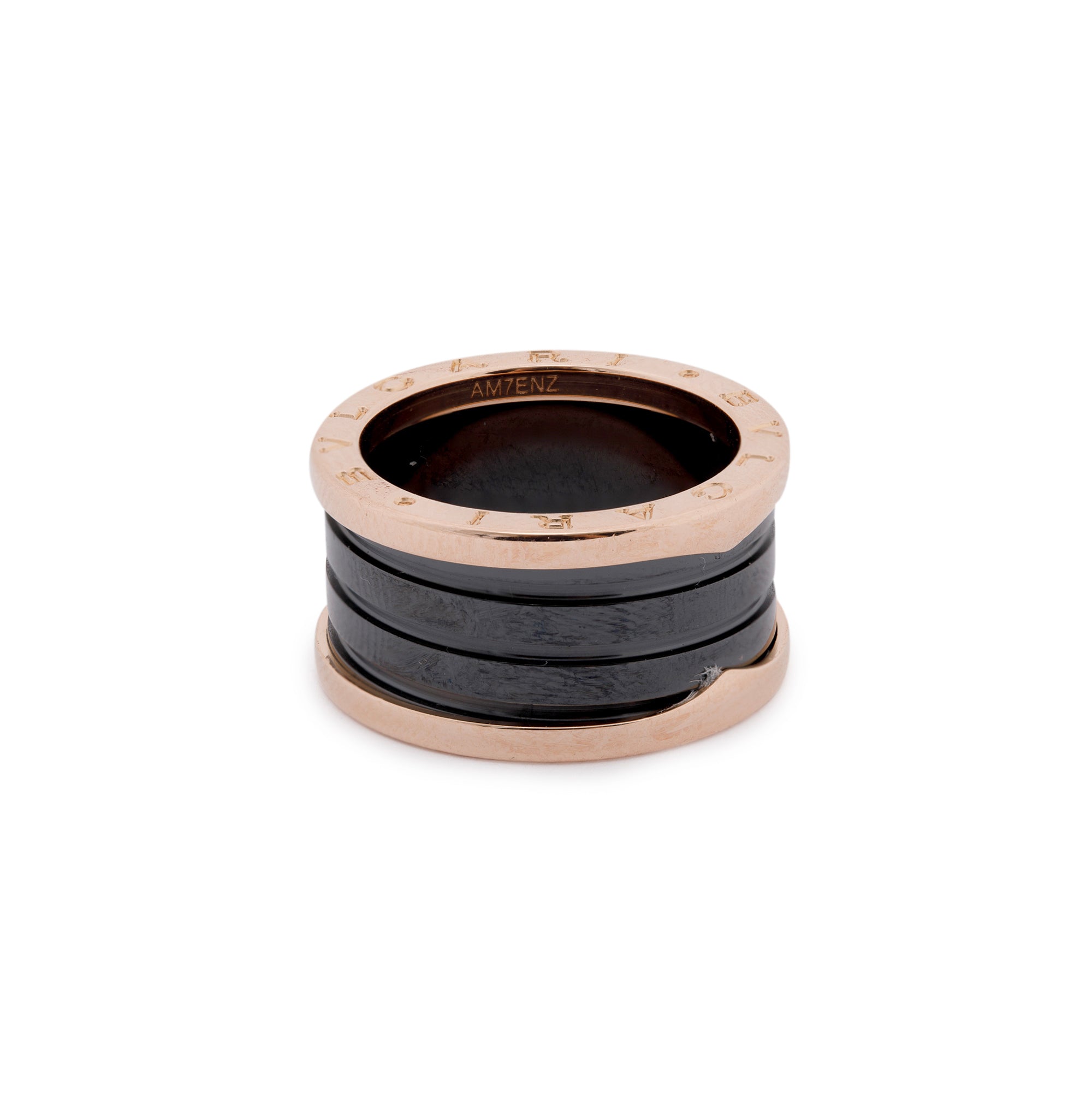 BVLGARI 18k Rose Gold B.Zero1 Black Ceramic Four-Band Ring