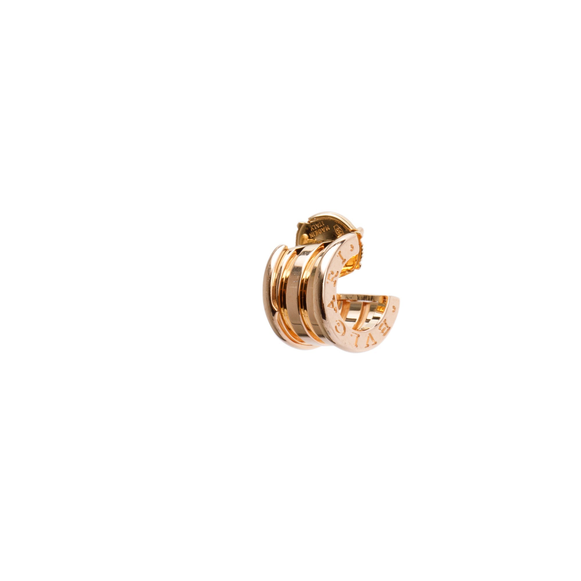 BVLGARI 18k Rose Gold B.Zero1 Hoop Earrings w/ Box