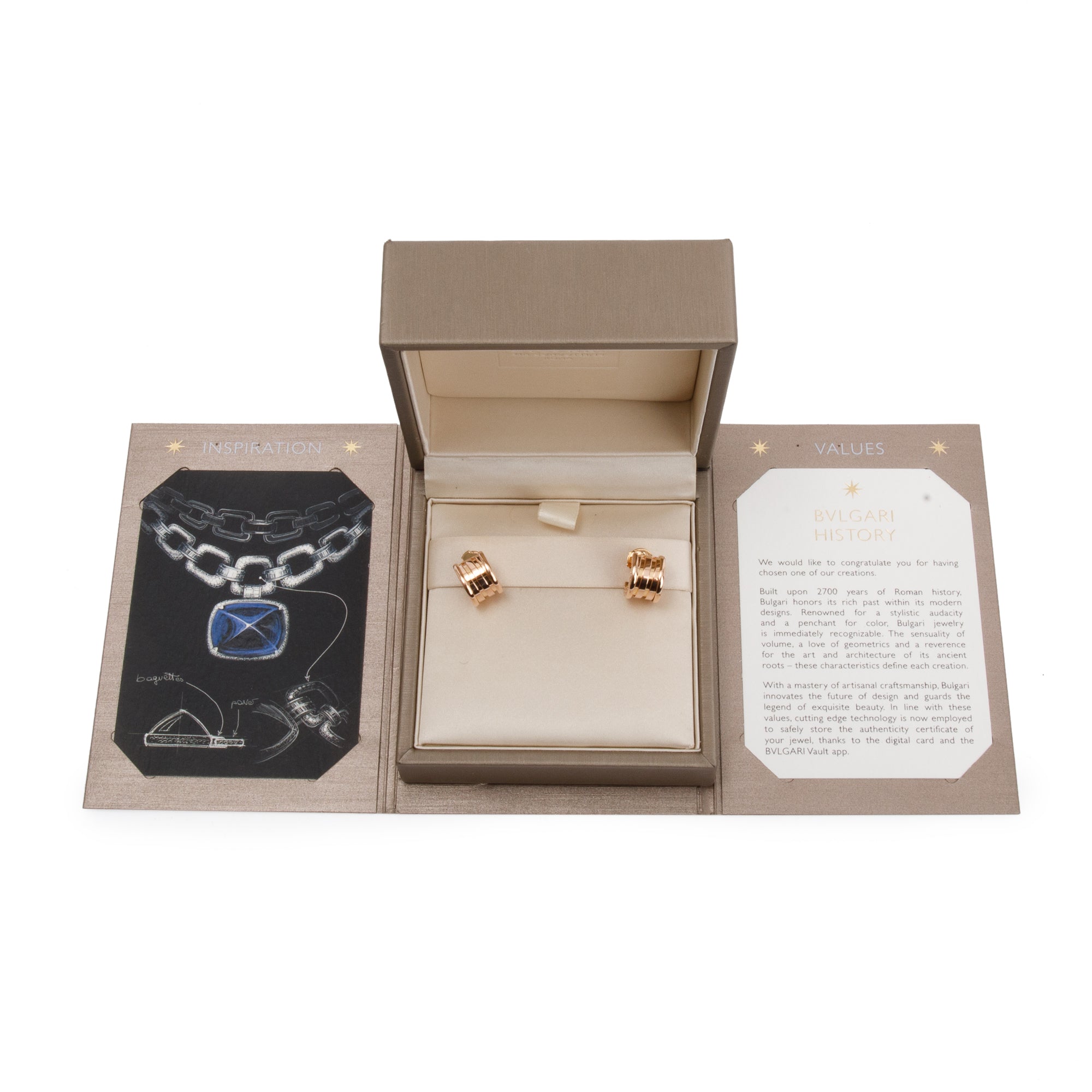 BVLGARI 18k Rose Gold B.Zero1 Hoop Earrings w/ Box