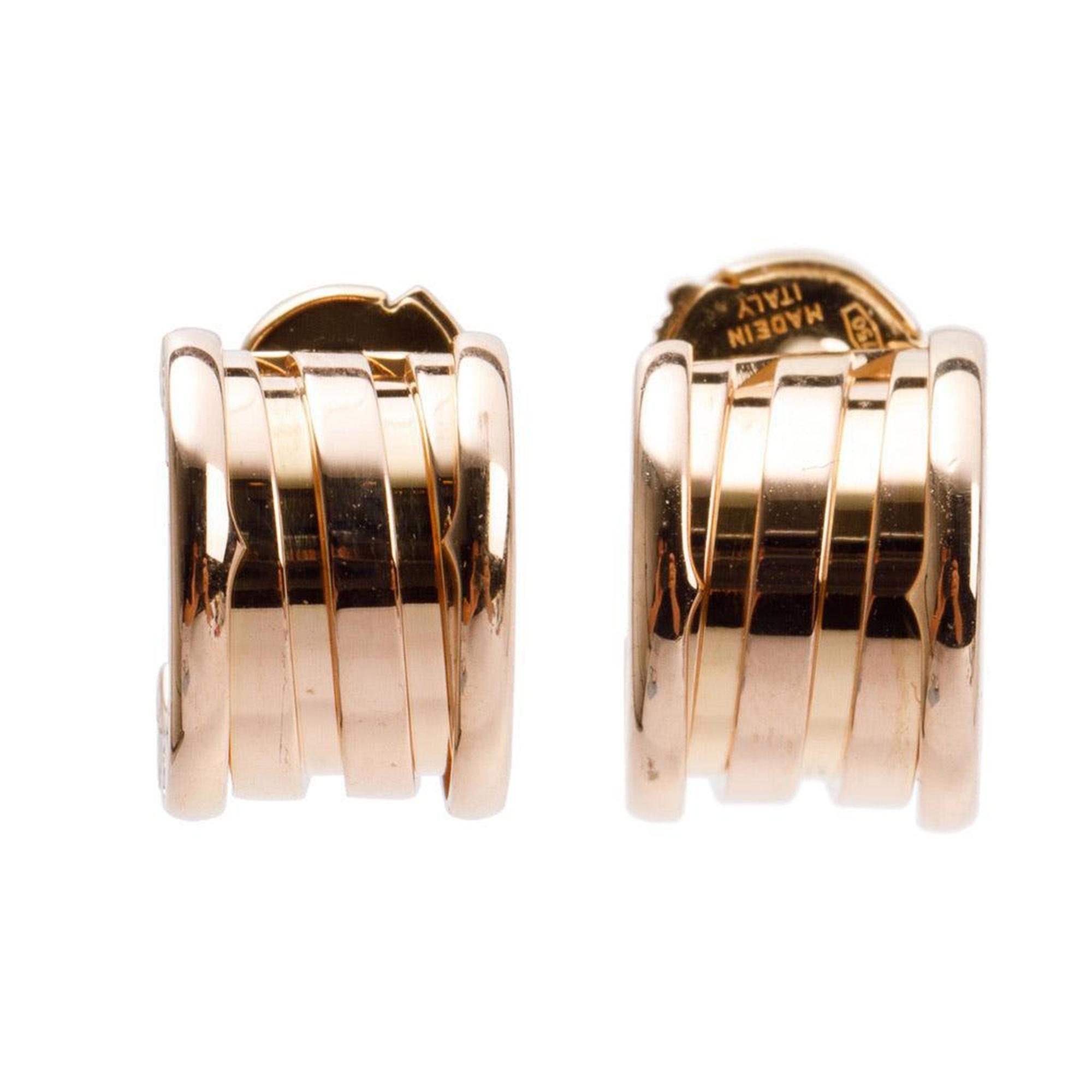 BVLGARI 18k Rose Gold B.Zero1 Hoop Earrings w/ Box