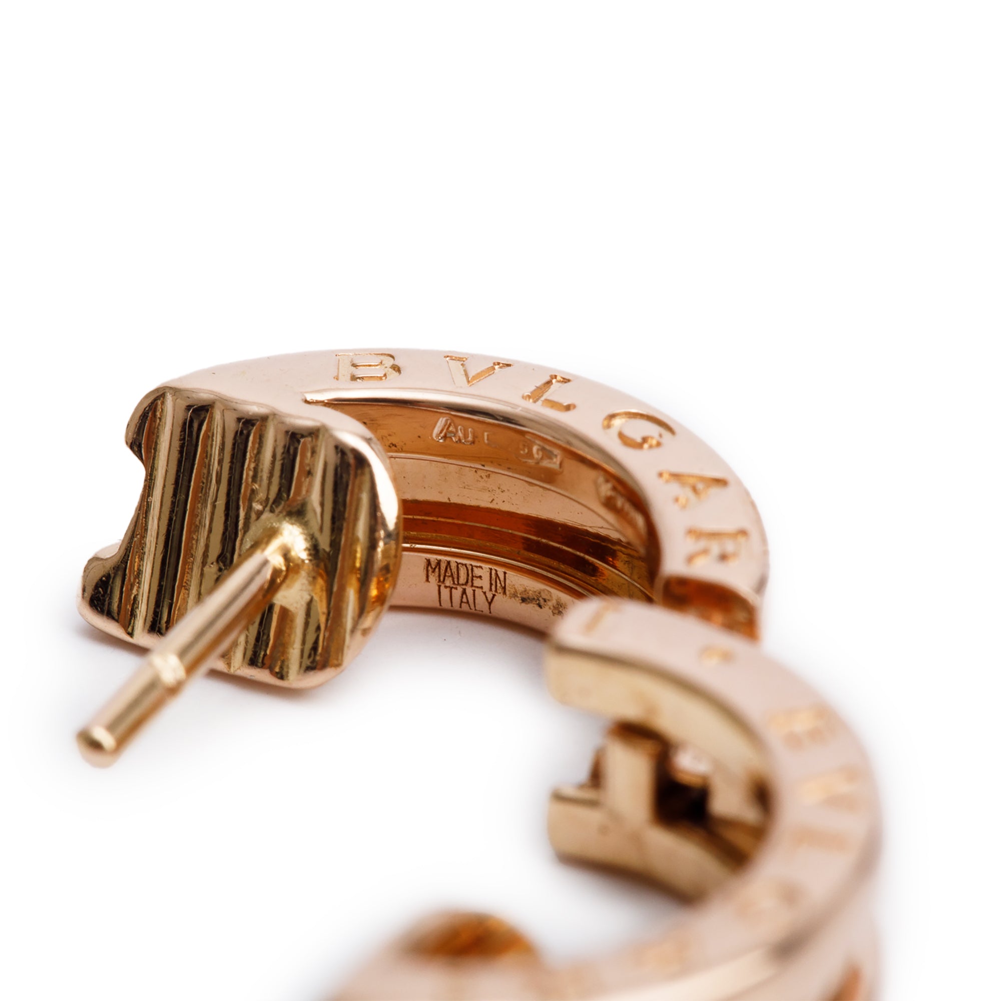 BVLGARI 18k Rose Gold B.Zero1 Small Hoop Earrings w/ Box & Certificate