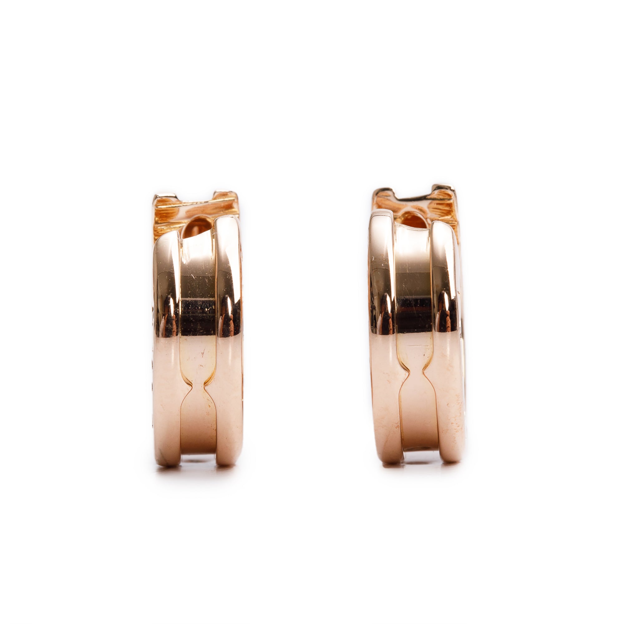 BVLGARI 18k Rose Gold B.Zero1 Small Hoop Earrings w/ Box & Certificate