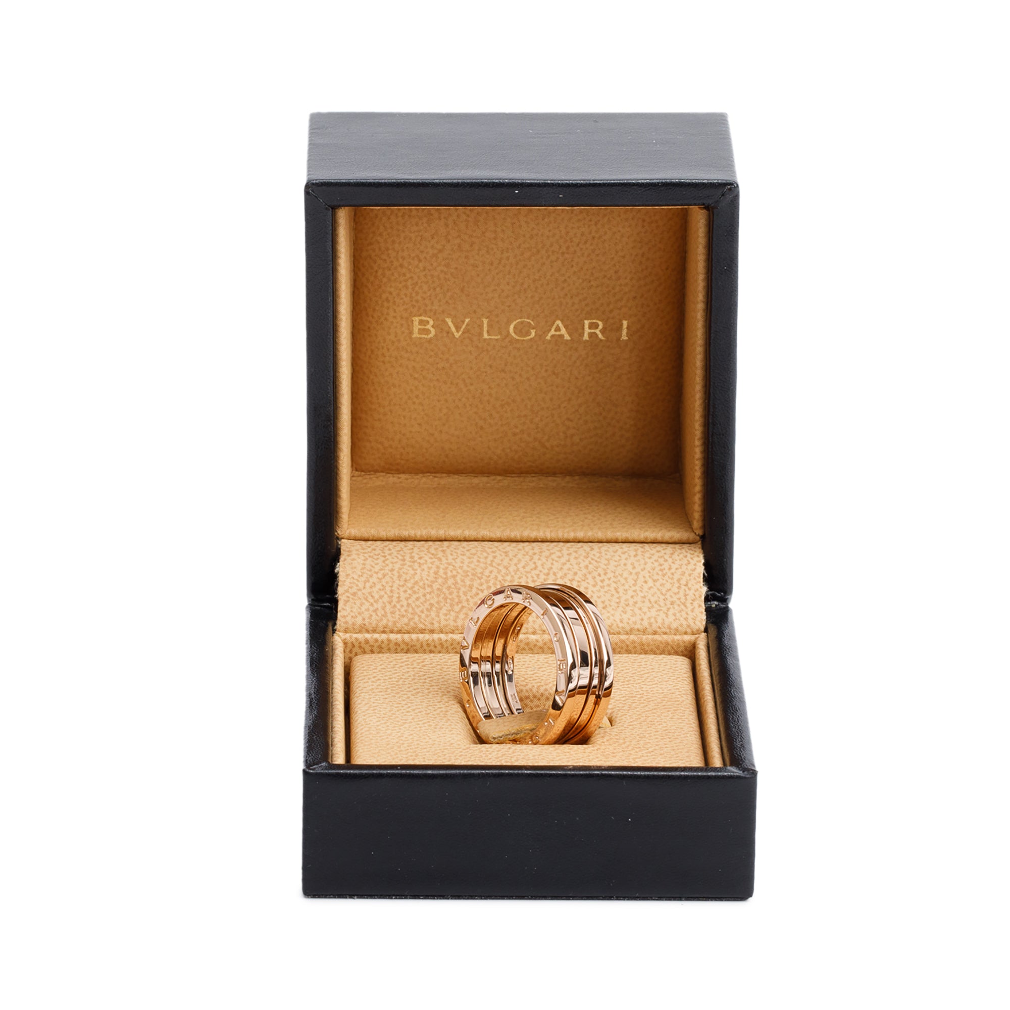 BVLGARI 18k Rose Gold B.Zero1 Three-Band Ring, Size 57 8 w/ Box