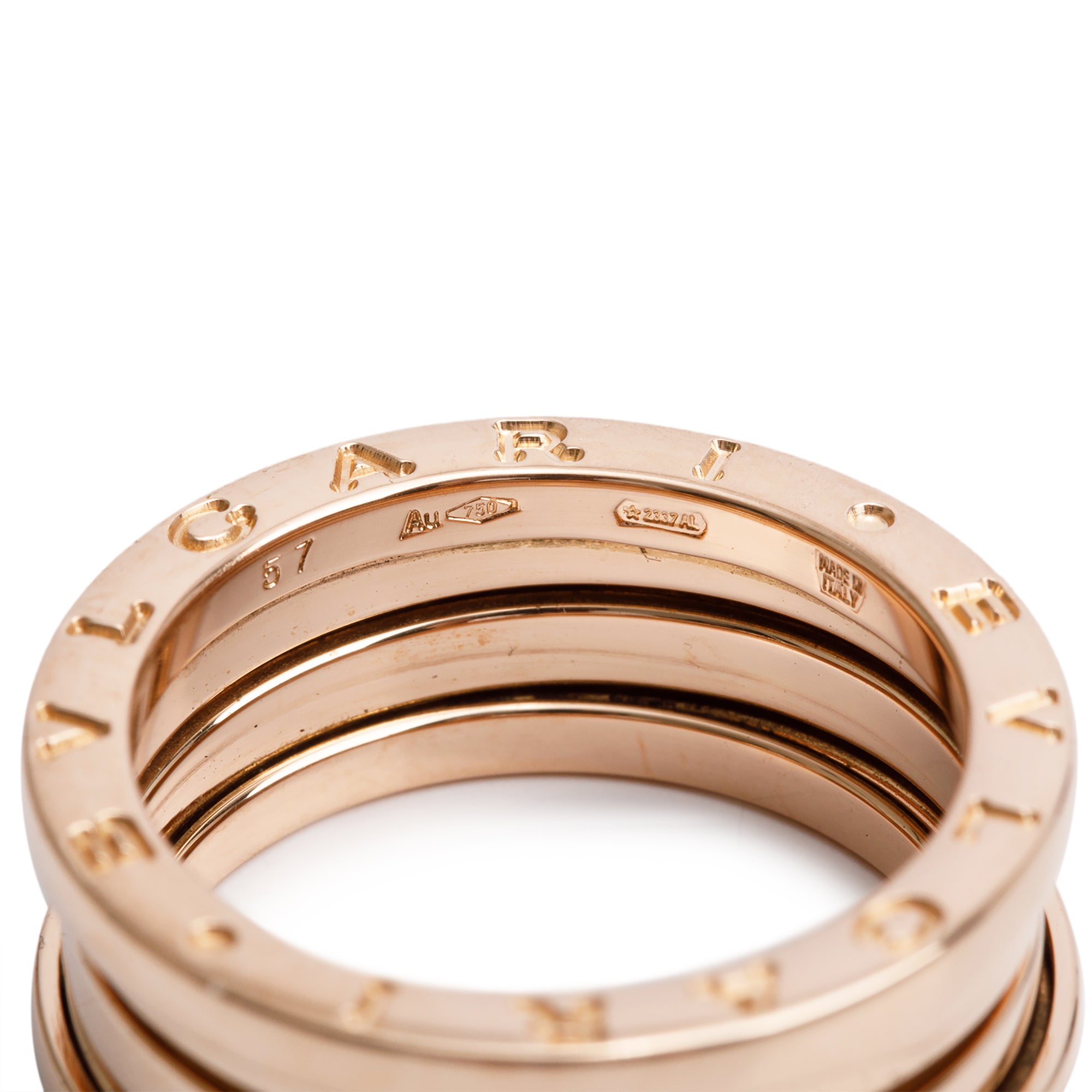 BVLGARI 18k Rose Gold B.Zero1 Three-Band Ring, Size 57 8 w/ Box