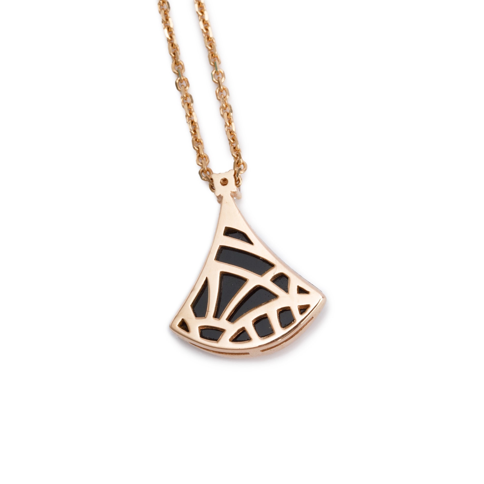 BVLGARI 18k Rose Gold Black Onyx & Diamond Diva's Dream Pendant Necklace w/ Box