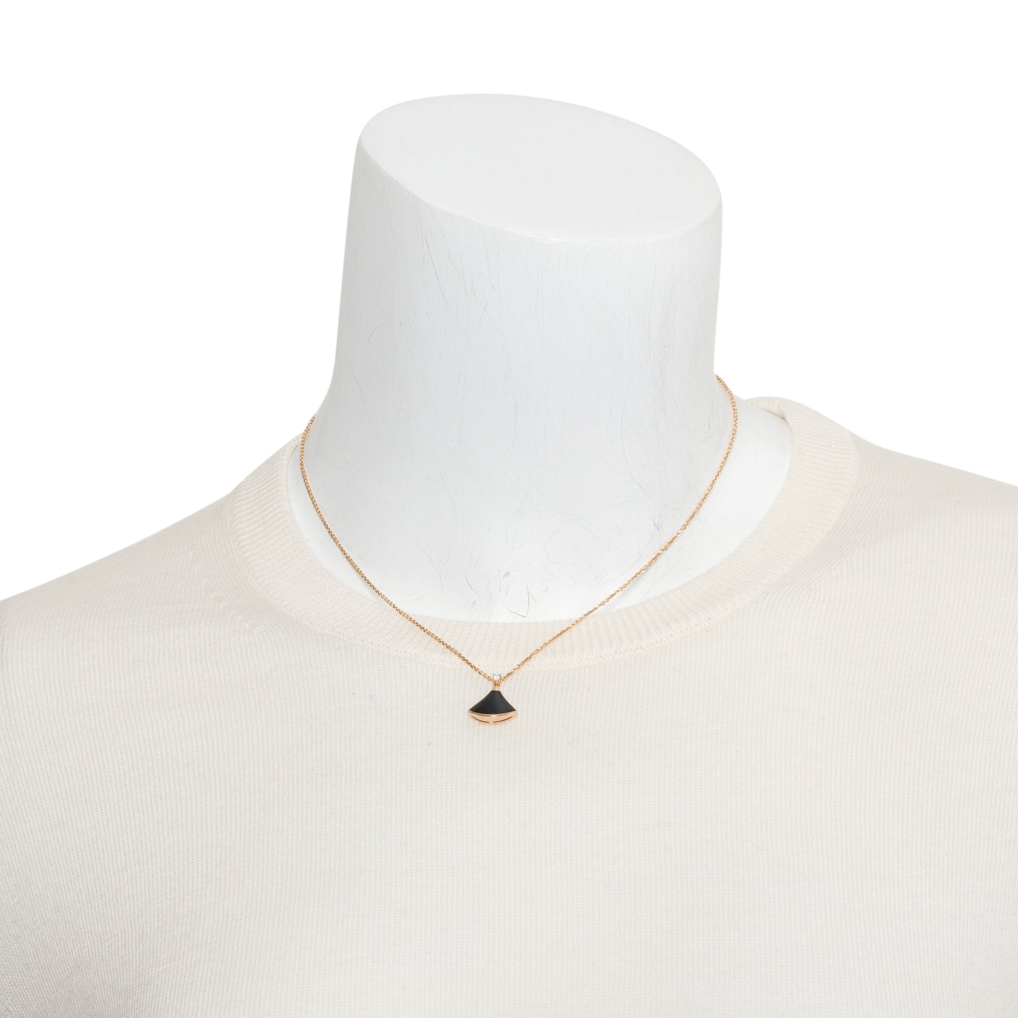 BVLGARI 18k Rose Gold Black Onyx & Diamond Diva's Dream Pendant Necklace w/ Box
