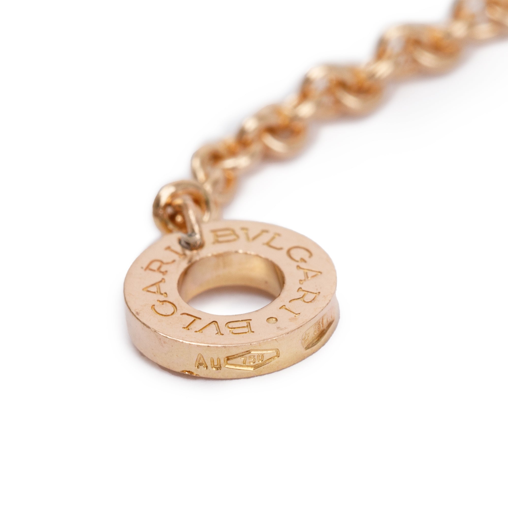 BVLGARI 18k Rose Gold Diamond Bvlgari Pendant Necklace w/ Box