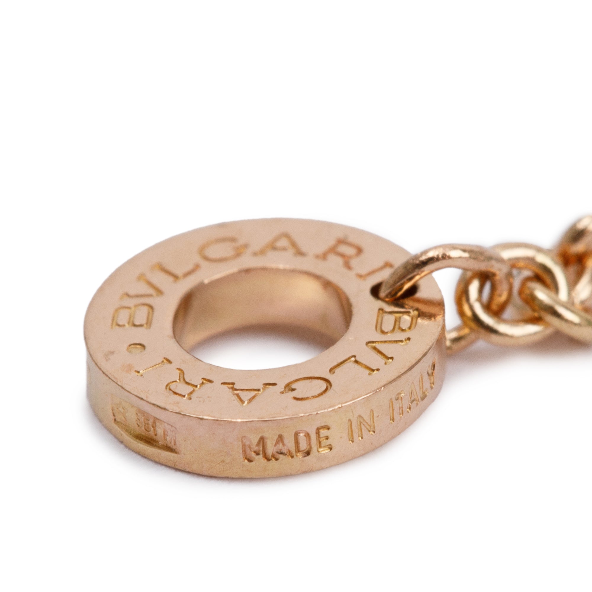 BVLGARI 18k Rose Gold Diamond Bvlgari Pendant Necklace w/ Box